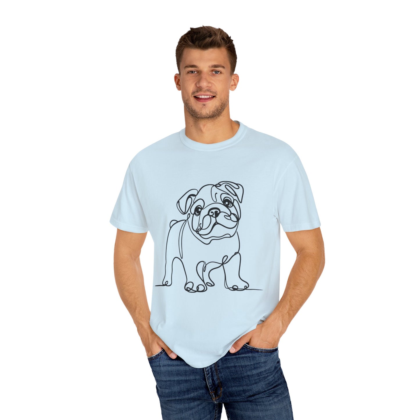 Unisex Garment-Dyed T-shirt with Minimalist Bulldog Design