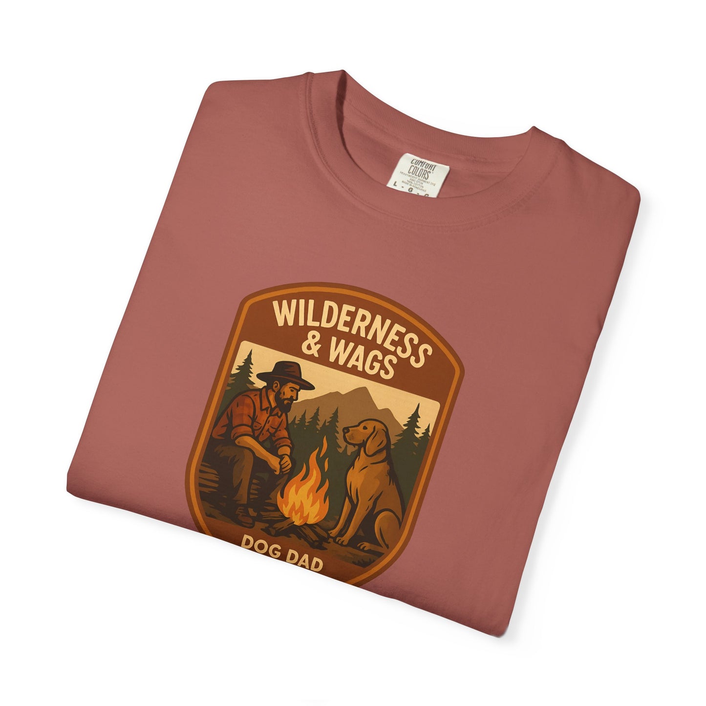 Wilderness & Wags Dog Dad Unisex T-Shirt, Dog Lover Gift, Camping Tee, Father’s Day Apparel, Nature-Inspired Shirt