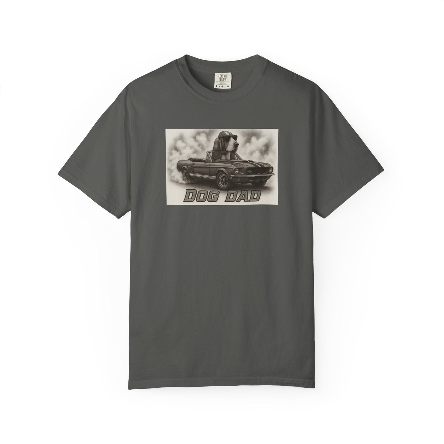 Dog Dad - Basset Hound - Cool Dogs in Cool Cars T-Shirt Collection | Funny Dog Lover Apparel for Men