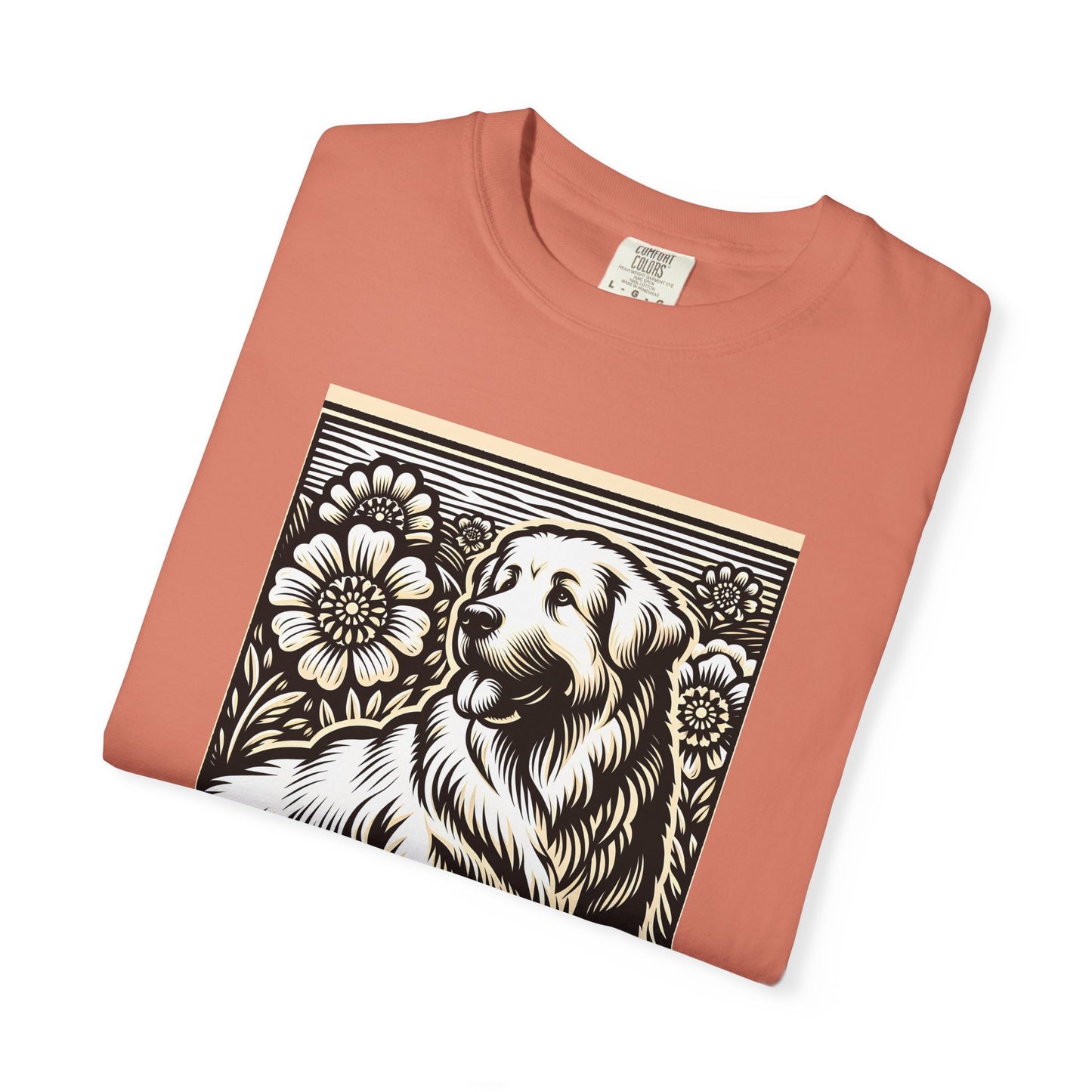 Great Pyrenees - Unisex Dog Lover T-Shirt - Garment-Dyed Vintage Floral Design