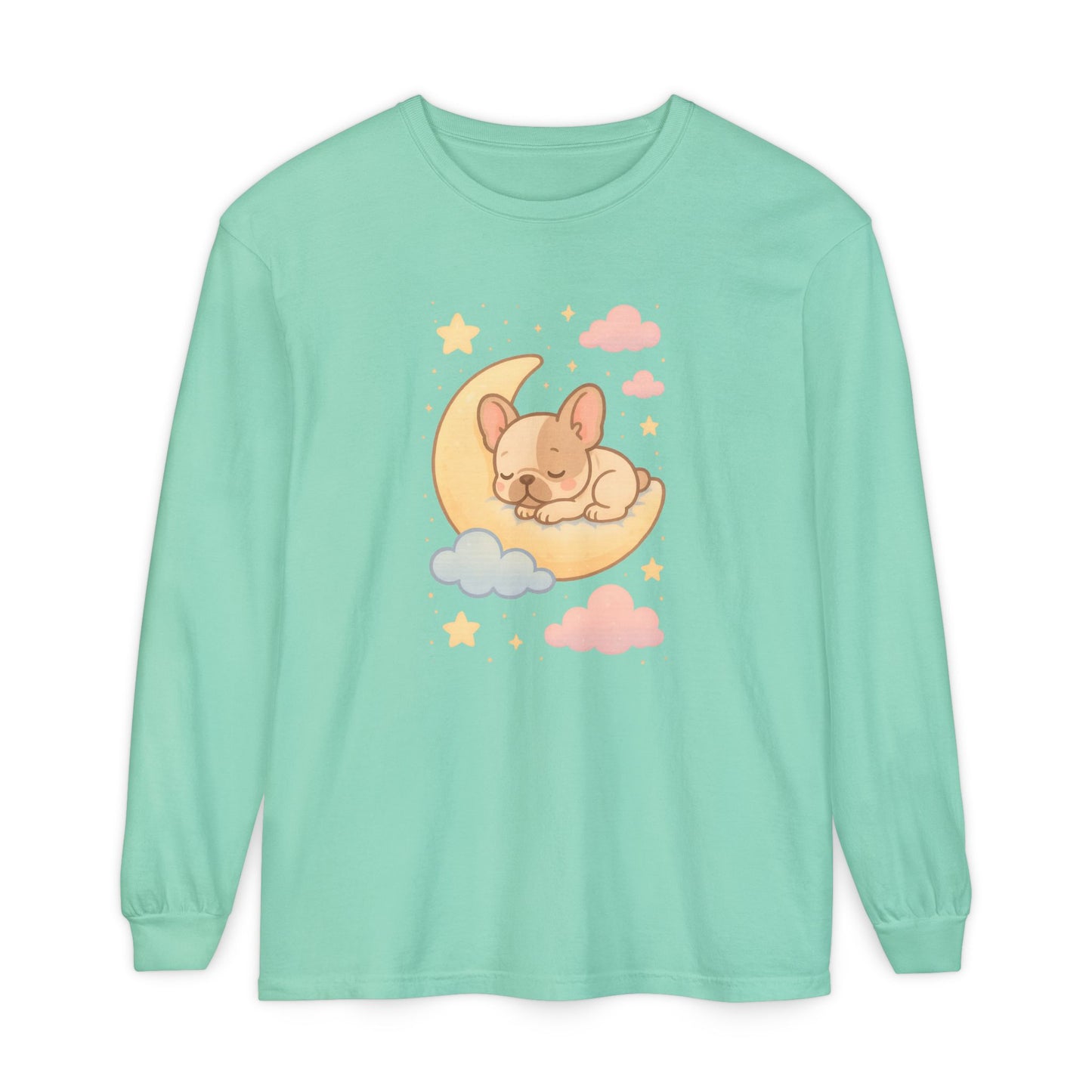 Cozy Dog-Themed Long Sleeve T-Shirt for Pet Lovers, Cute Sleepy Dog Shirt, Gift for Dog Moms, Relaxed Style Shirt, Perfect for Fall