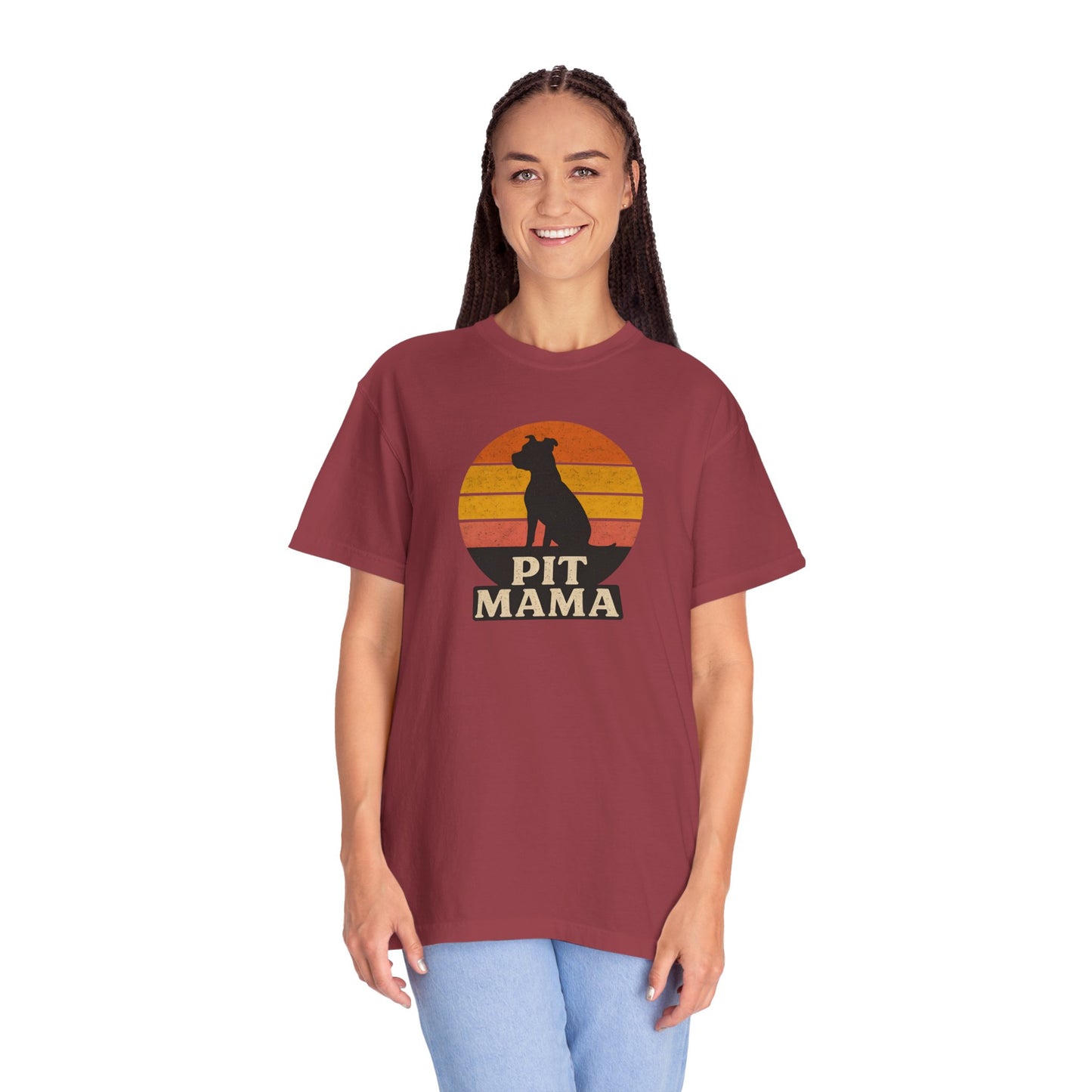 PIT MAMA Unisex Garment-Dyed T-Shirt, Dog Lover Gift, Pet Mom Apparel, Casual Tee, Perfect for Everyday Wear