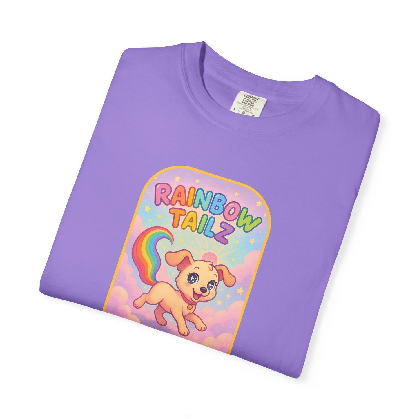Cute Pet T-Shirt, Rainbow Tail Tee, Graphic Tee for Dog Lovers, Birthday Gift, Cozy Casual Wear, Mother's Day Gift