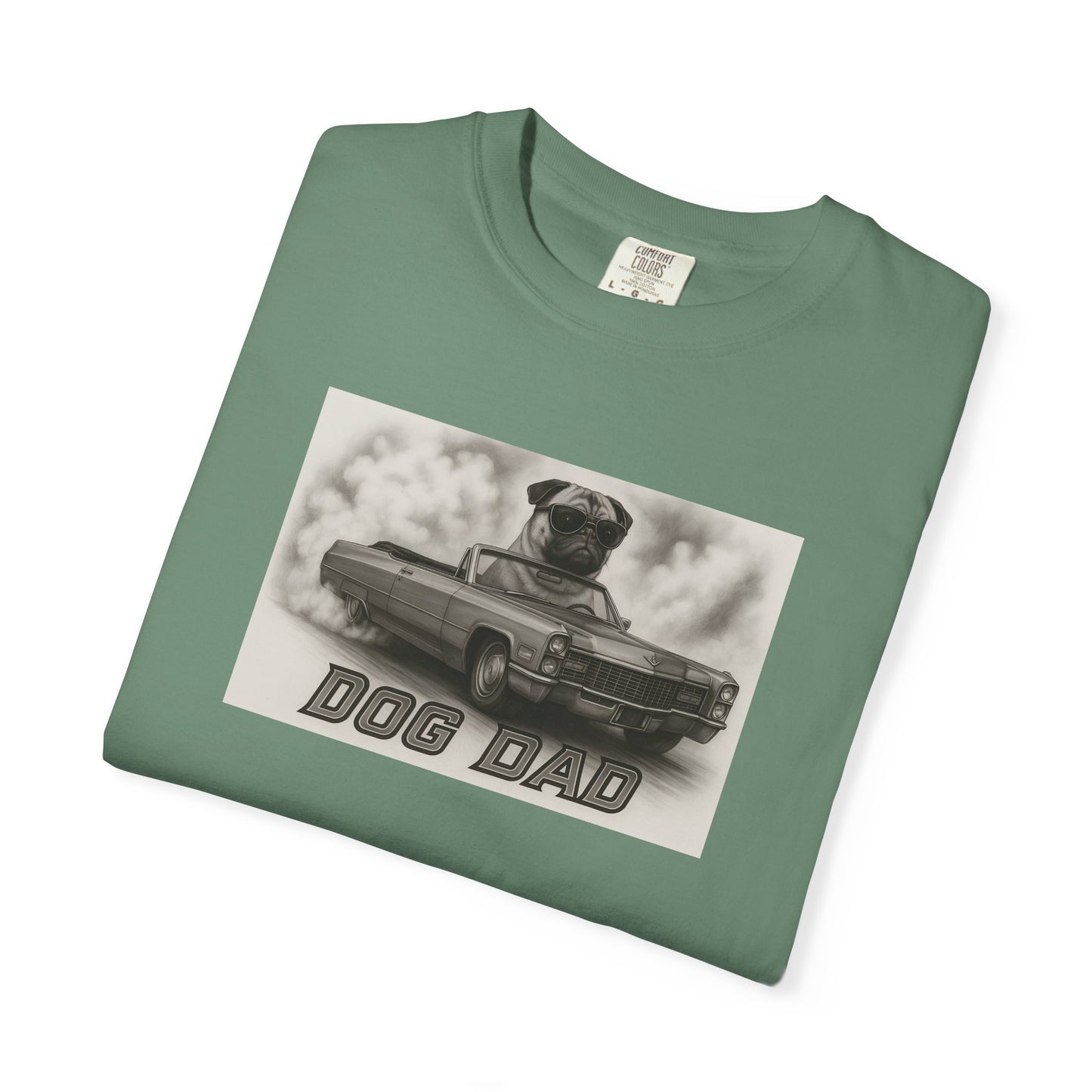 Dog Dad -Pug - Cool Dogs in Cool Cars T-Shirt Collection | Funny Dog Lover Apparel for Men