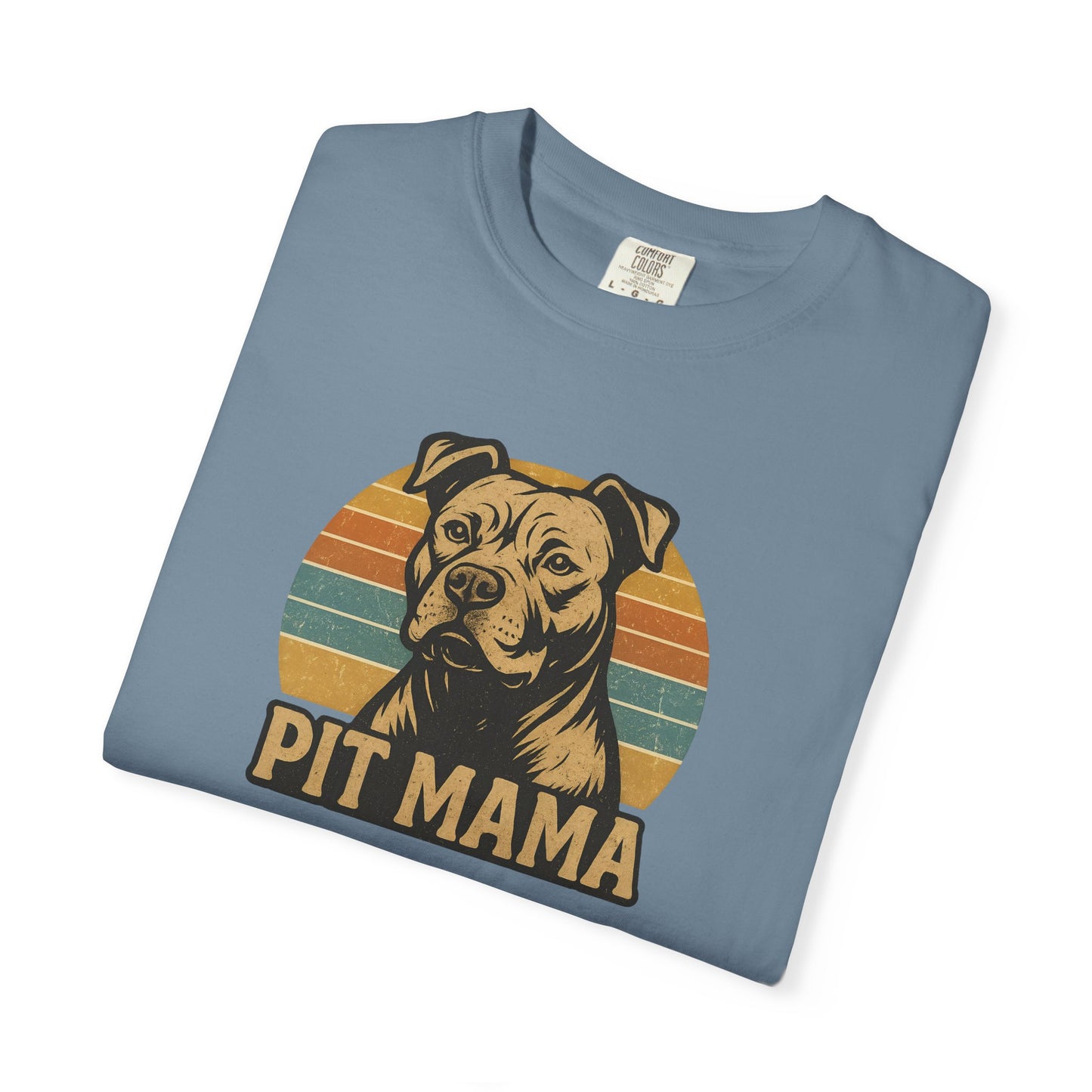 Retro Pit Mama T-Shirt | Garment-Dyed Tee for Dog Lovers | Perfect for Casual Wear, Gifts, Birthdays, Pet Celebrations, Dog Adoption Events