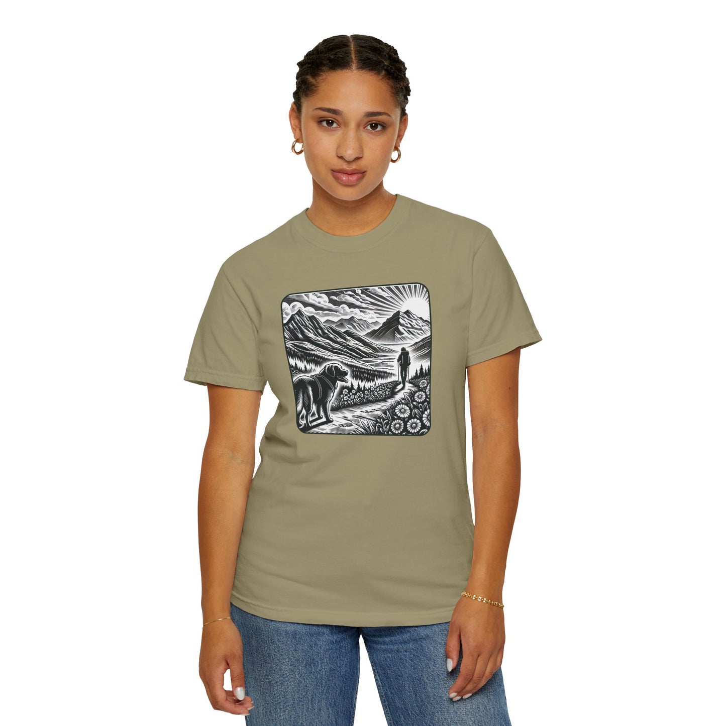 Hiker Unisex Garment-Dyed T-Shirt with Nature Design - Perfect for Outdoor Lovers