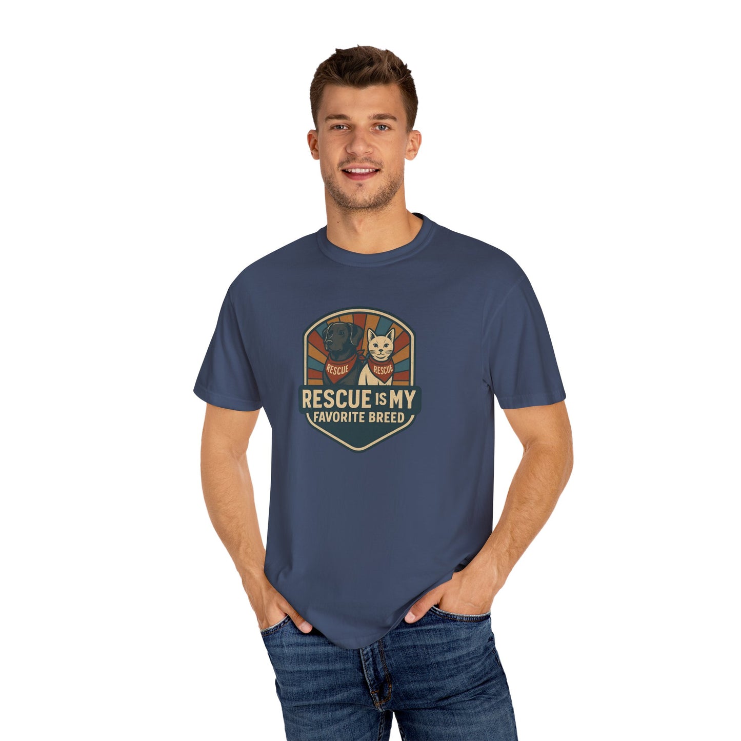 Rescue is My Favorite Breed T-Shirt, Unisex Animal Lover Tee, Pet Adoption Gift, Casual Wear, Dog Lover Shirt, Gift for Him/Her