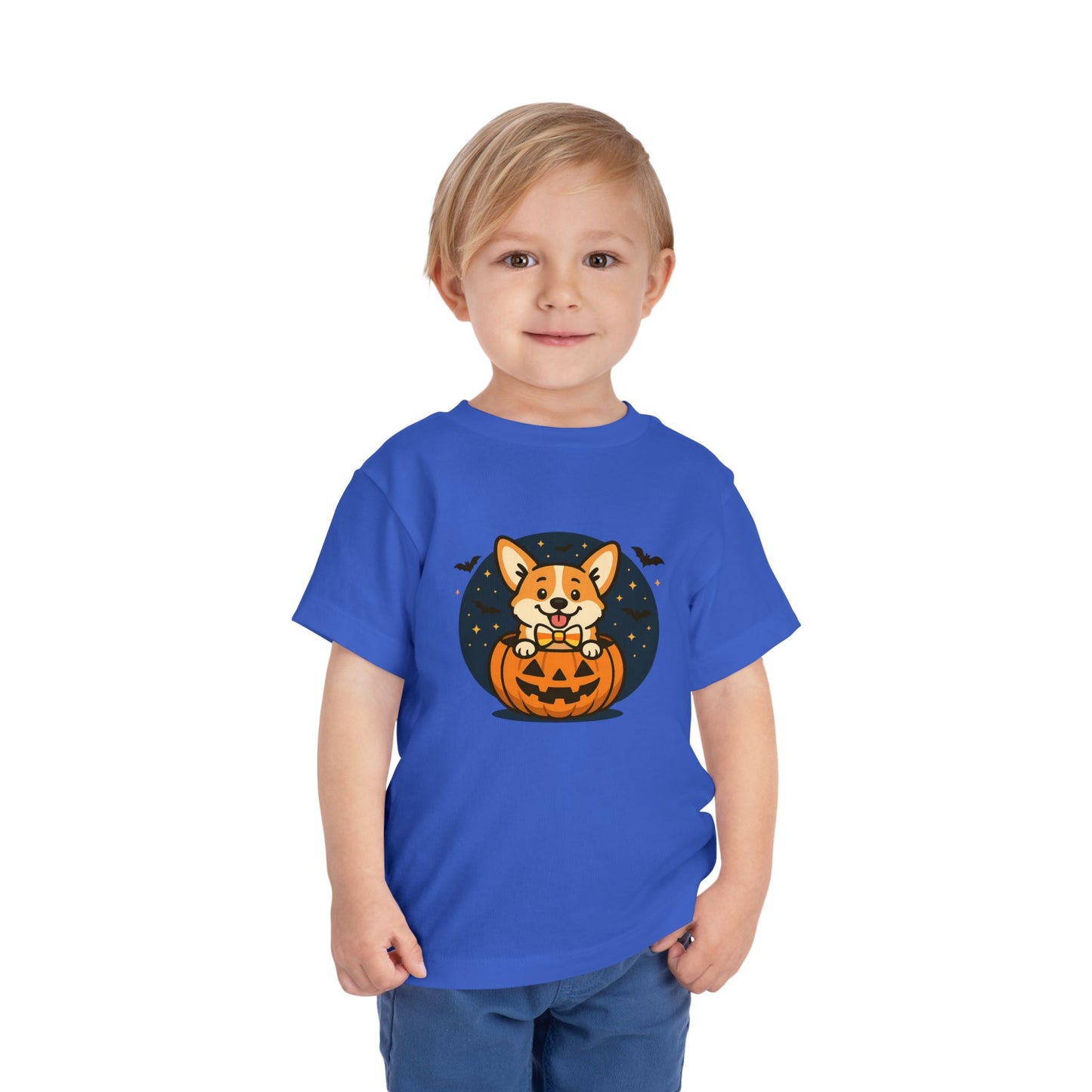 Adorable Halloween Corgi Toddler Tee, Kids Halloween Shirt, Corgi Pumpkin T-Shirt, Toddler Costume Tee, Party Outfit