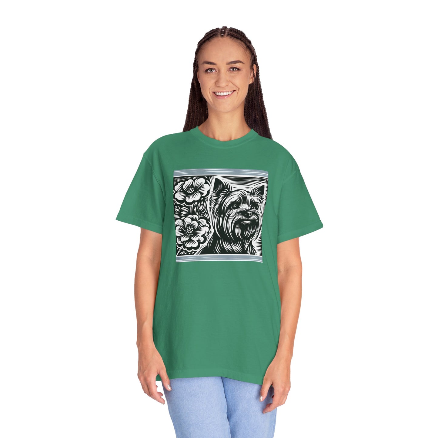 Cute Yorkie Floral T-Shirt for Dog Lovers