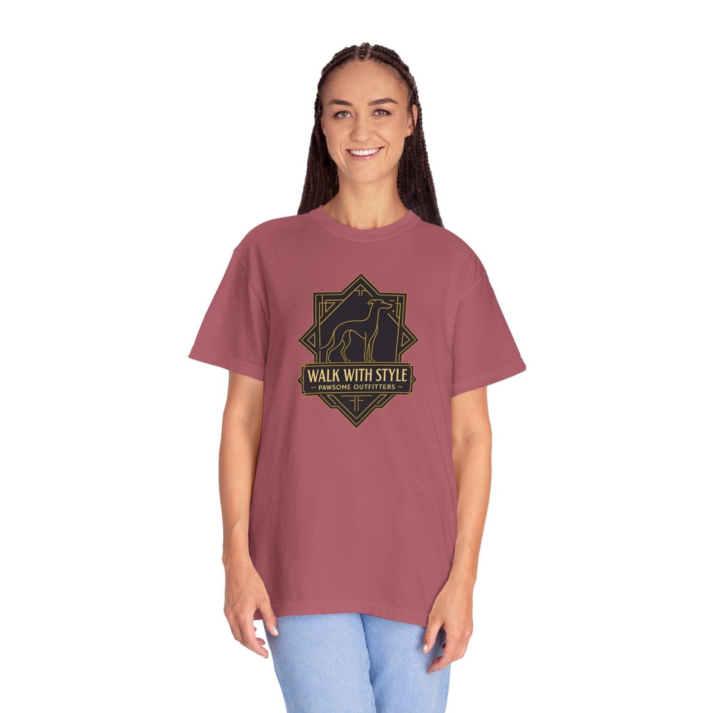 Stylish Unisex Tee - Walk with Style Graphic Shirt, Casual Wear, Gift for Dog Lovers, Relaxed Fit, Everyday Comfort