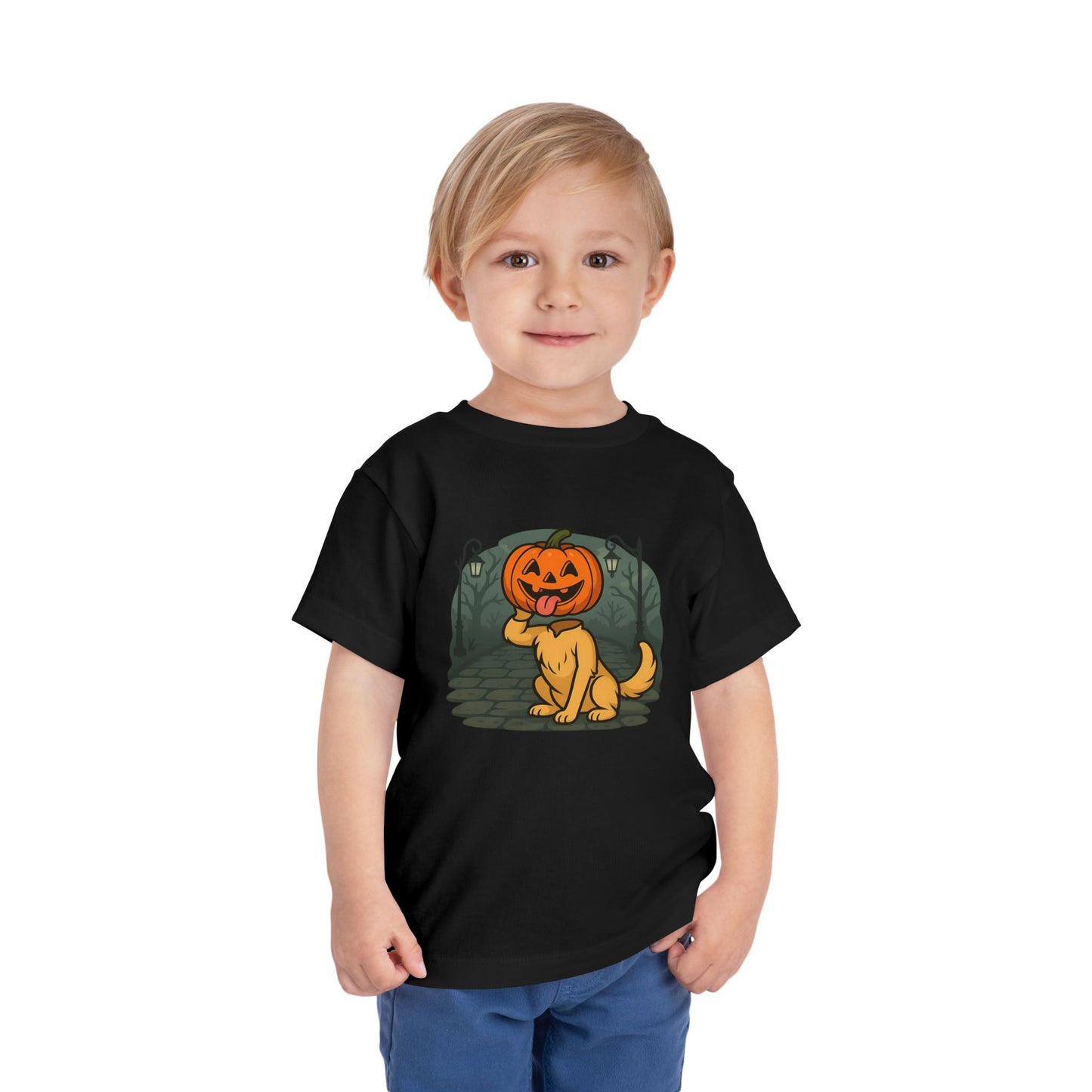 Cute Halloween Toddler Tee, Pumpkin Dog Shirt, Kids Short Sleeve Tee, Fall Apparel, Halloween Costume Top