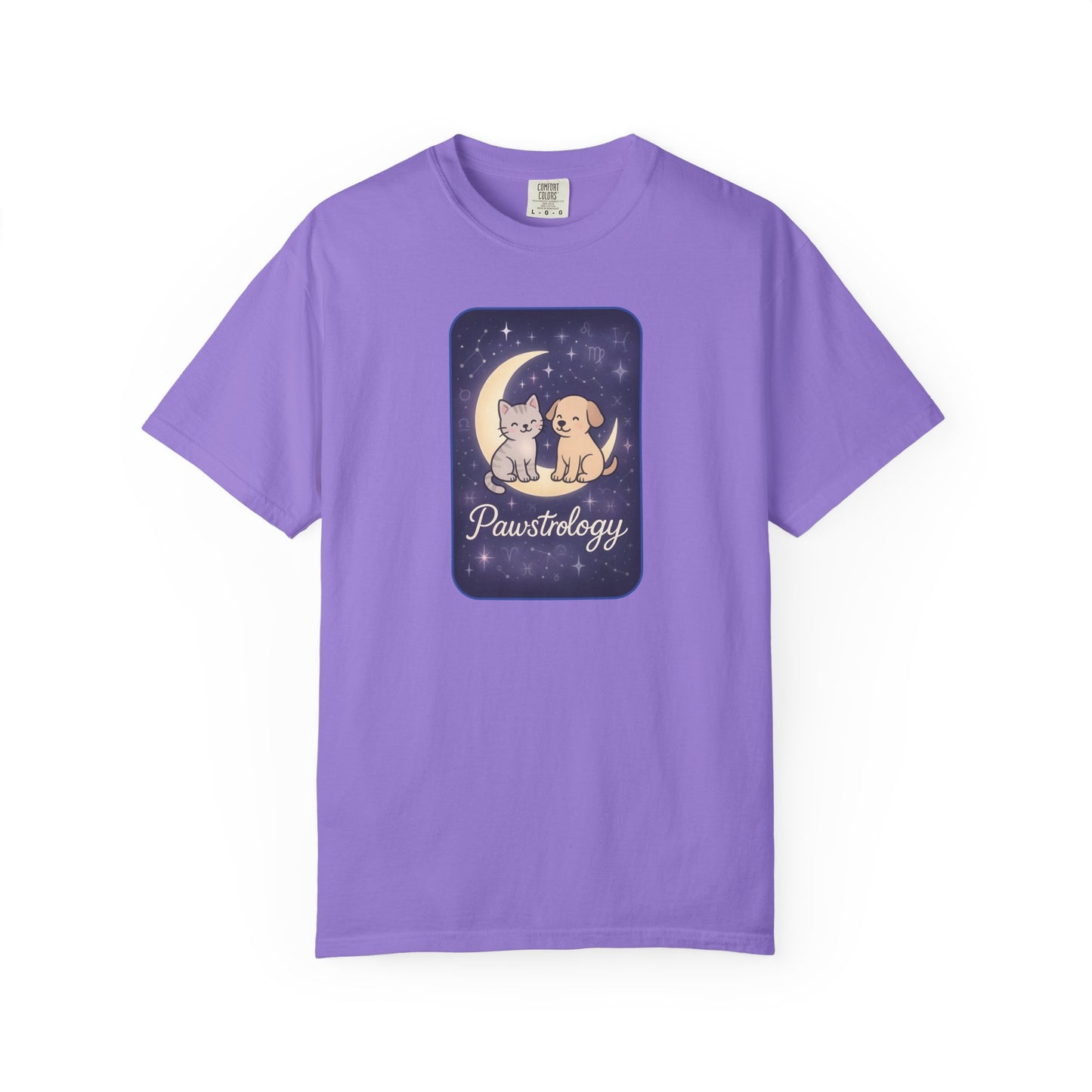 Pawstrology Graphic T-shirt, Cute Pet Astrology Tee, Unisex Animal Lover Shirt, Gifts for Cat Dog Owners, Celestial Pet Apparel