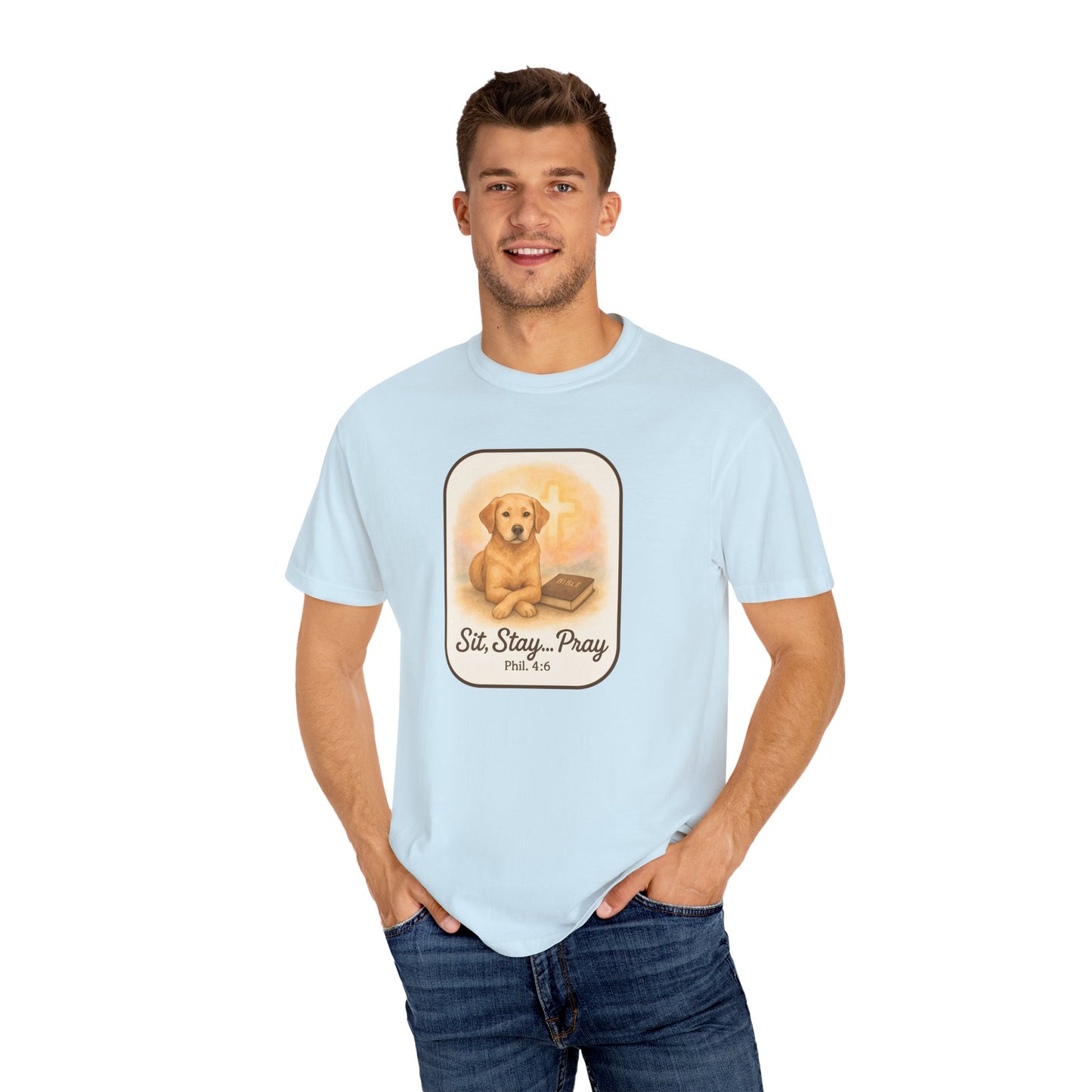 Faith-Inspired Dog Lovers T-Shirt, Unisex Tee, Gift for Pet Owners, Friendship Apparel, Casual Church Wear, Stay Pray Dog Design