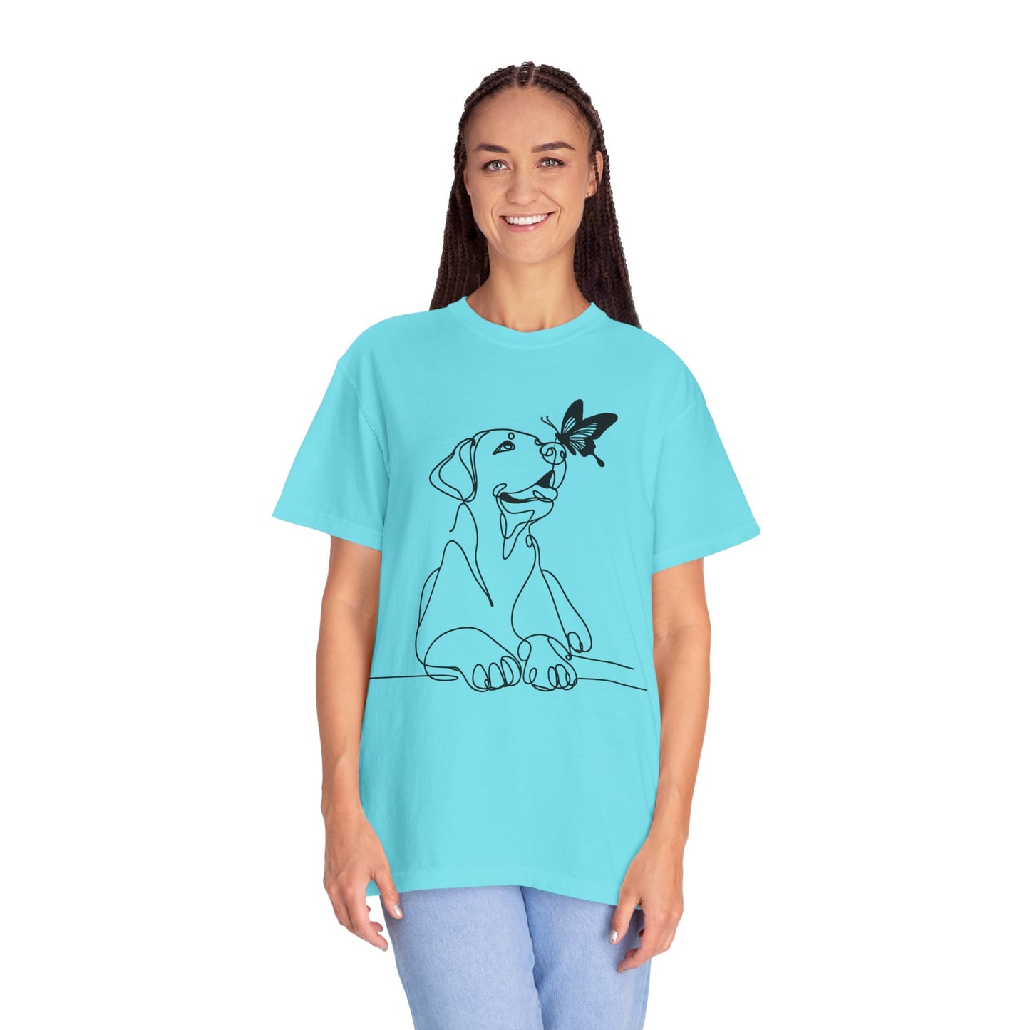Adorable Dog and Butterfly T-Shirt, Cute Pet Tee, Dog Lover Gift, Casual Wear, Animal Lover Apparel, Birthday Gift for Dog Owners