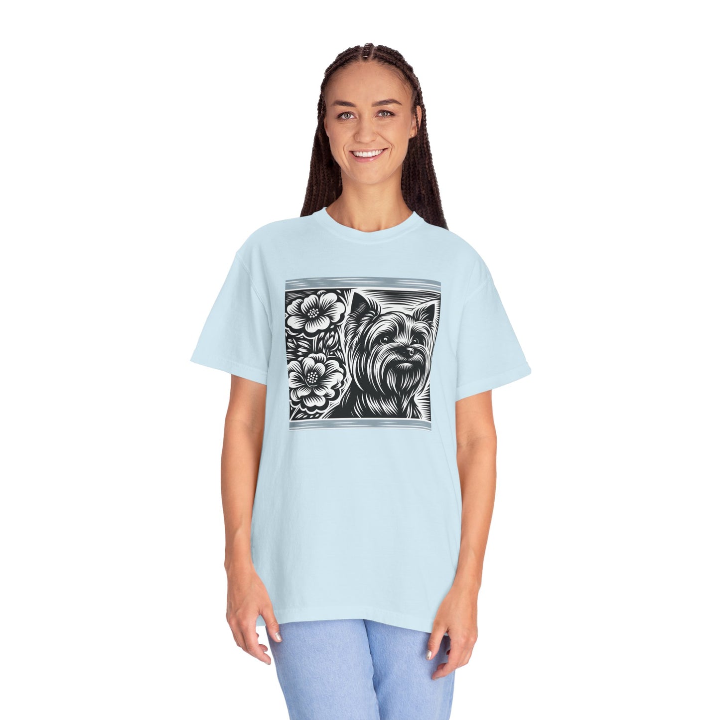 Cute Yorkie Floral T-Shirt for Dog Lovers