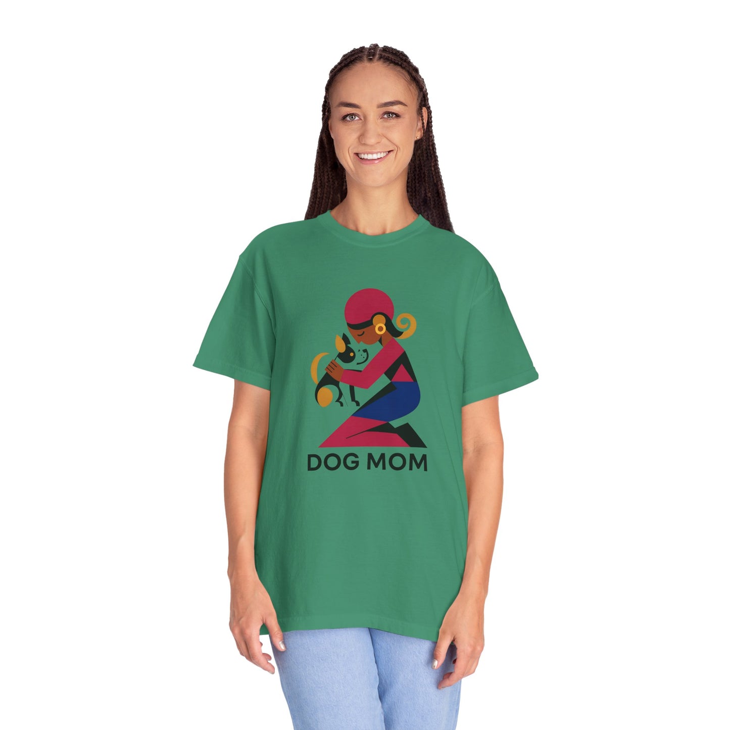 Dog Mom Garment-Dyed T-Shirt, Gift for Dog Lovers, Casual Wear, Pet Owner Apparel, Mother's Day Gift, Animal Lover Tee