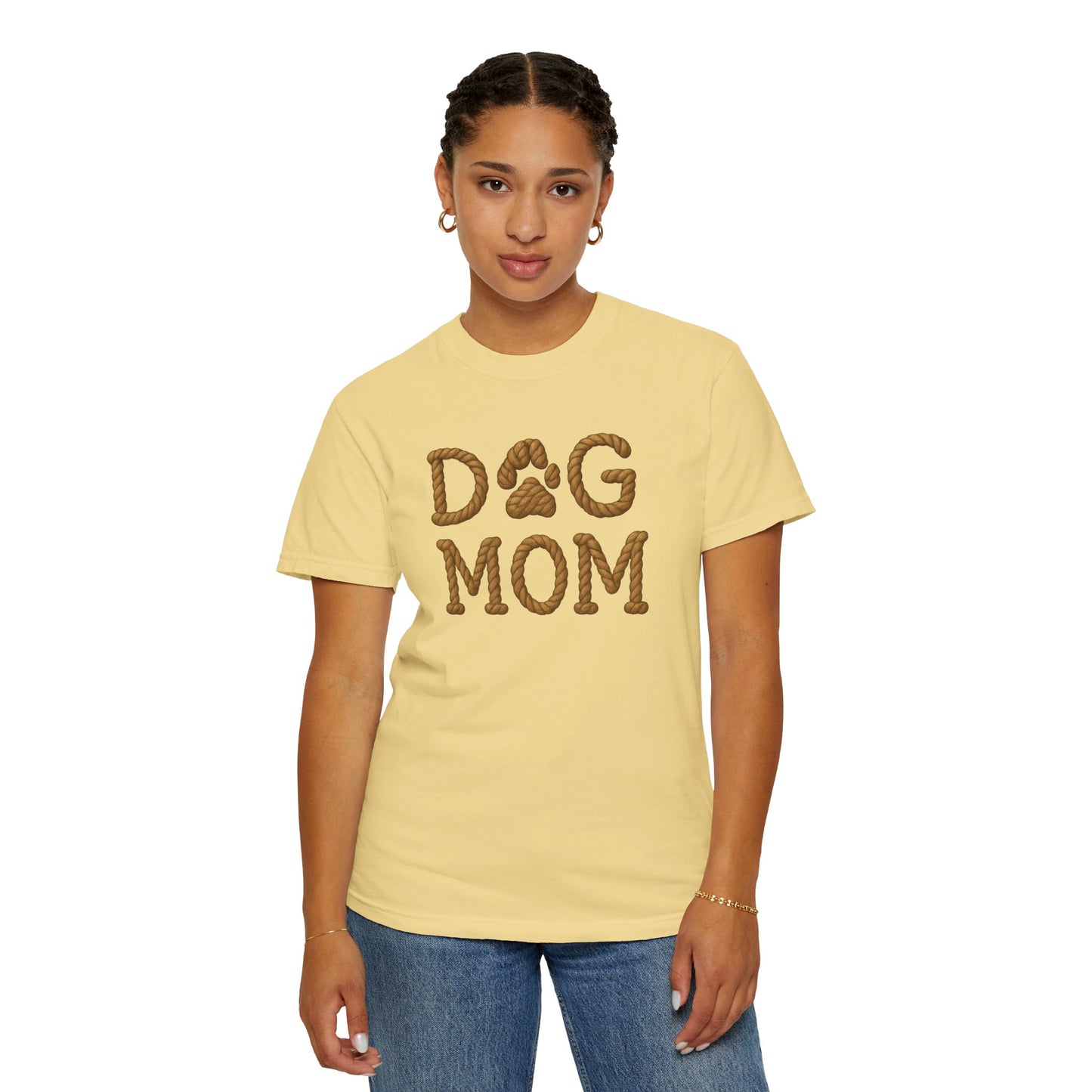 Dog Mom Garment-Dyed T-Shirt, Unisex Pet Lover Tee, Gift for Dog Owners, Casual Wear, Dog Themed Apparel, Animal Lover Clothing