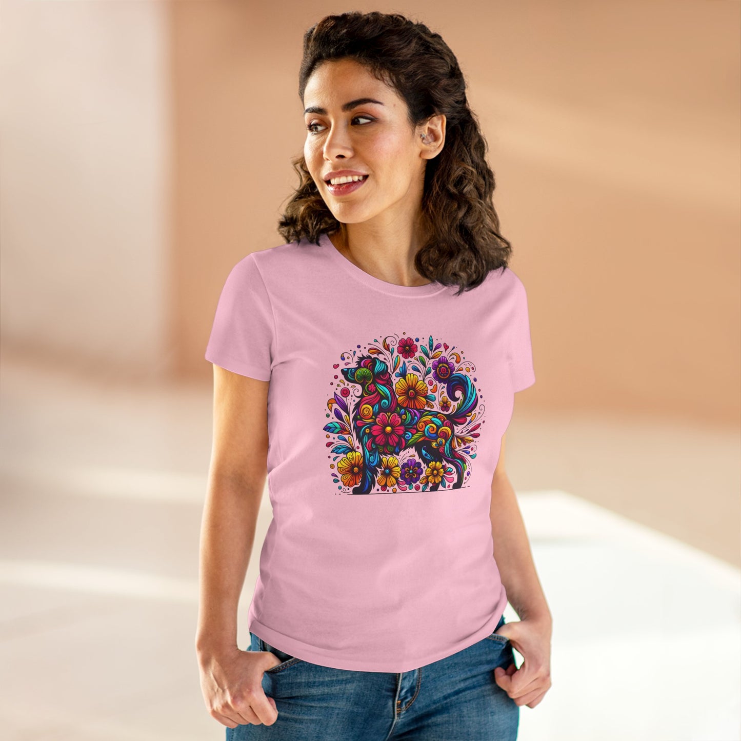 Women's Tee - Floral Dog Design