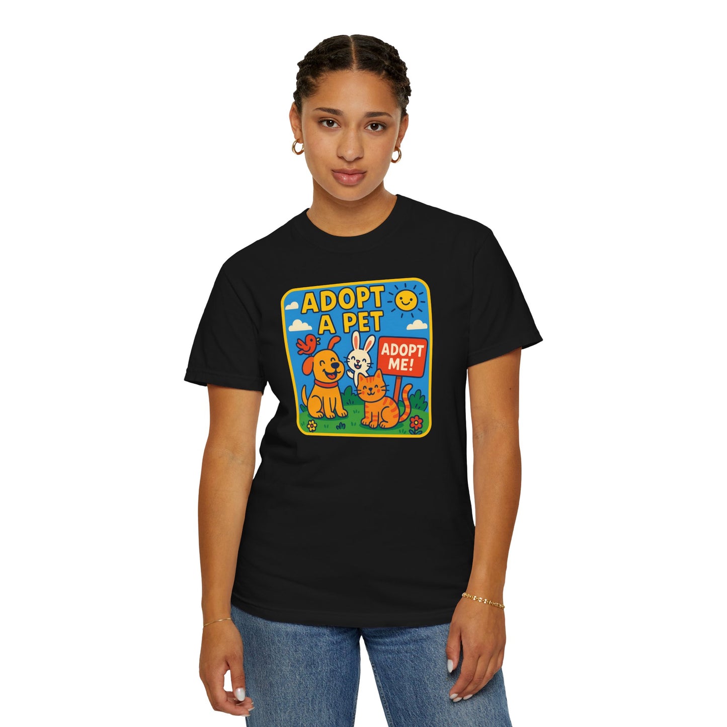 Adopt a Pet T-Shirt - Unisex Garment-Dyed Tee for Animal Lovers