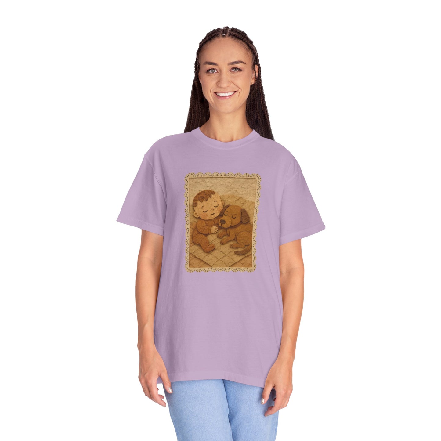 Cute Baby & Puppy Graphic Tee, Cozy Shirt for Dog Lovers and Parents, Gifts for Baby Showers, Birthdays, or Any Celebration