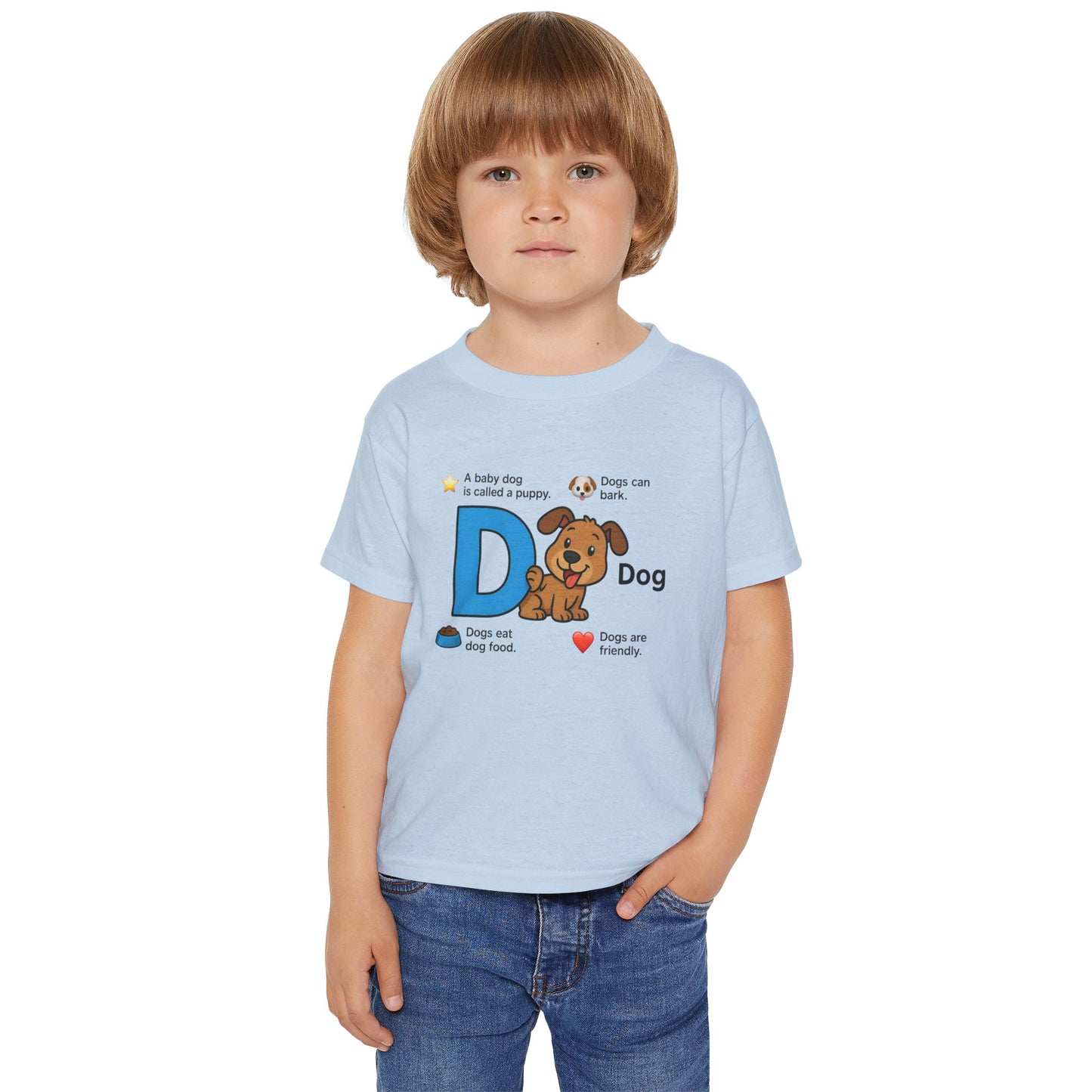 Cute Dog Alphabet Toddler T-shirt, Animal Lover Gift, Educational Tee, Dog Lover Apparel, Toddler Gift, Kids' Dog T-shirt