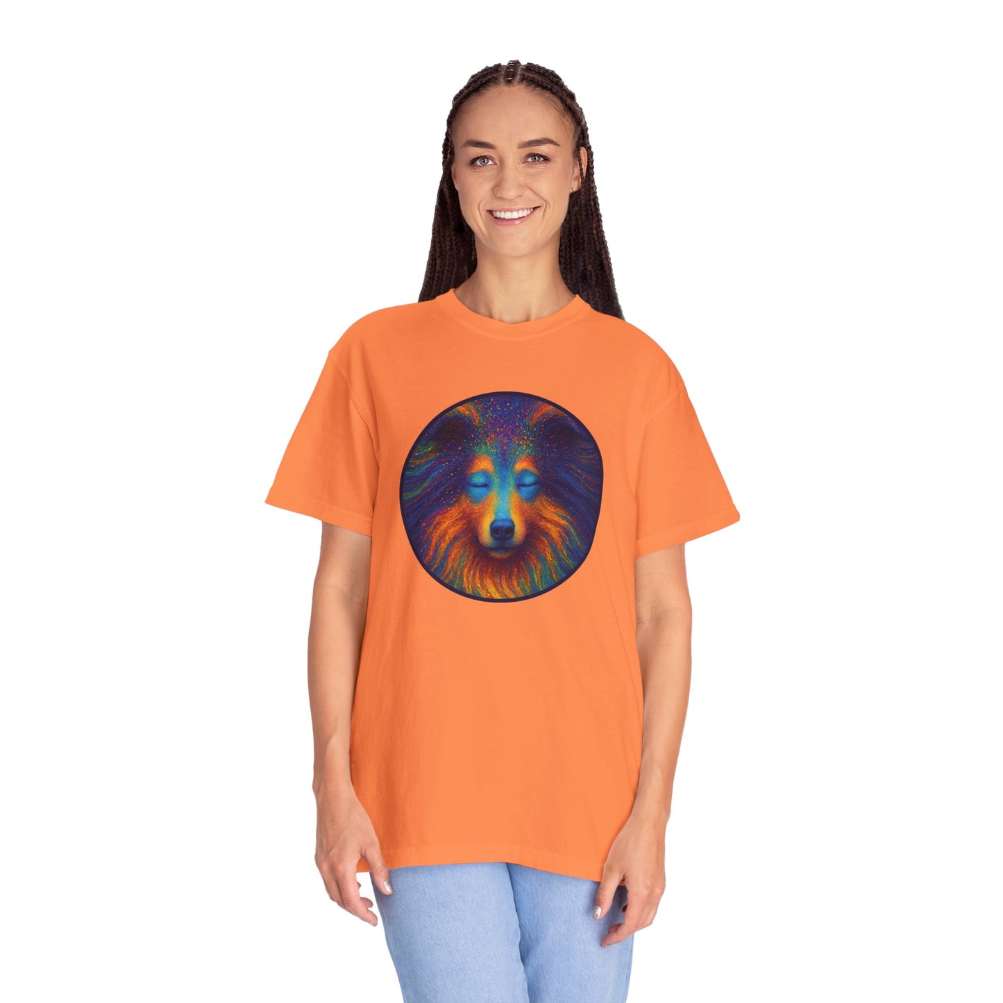 Vibrant Art T-Shirt, Psychedelic Collie Shirt, Unisex Tee, Unique Graphic Tee, Bohemian Style T-Shirt, Nature Lover Gift