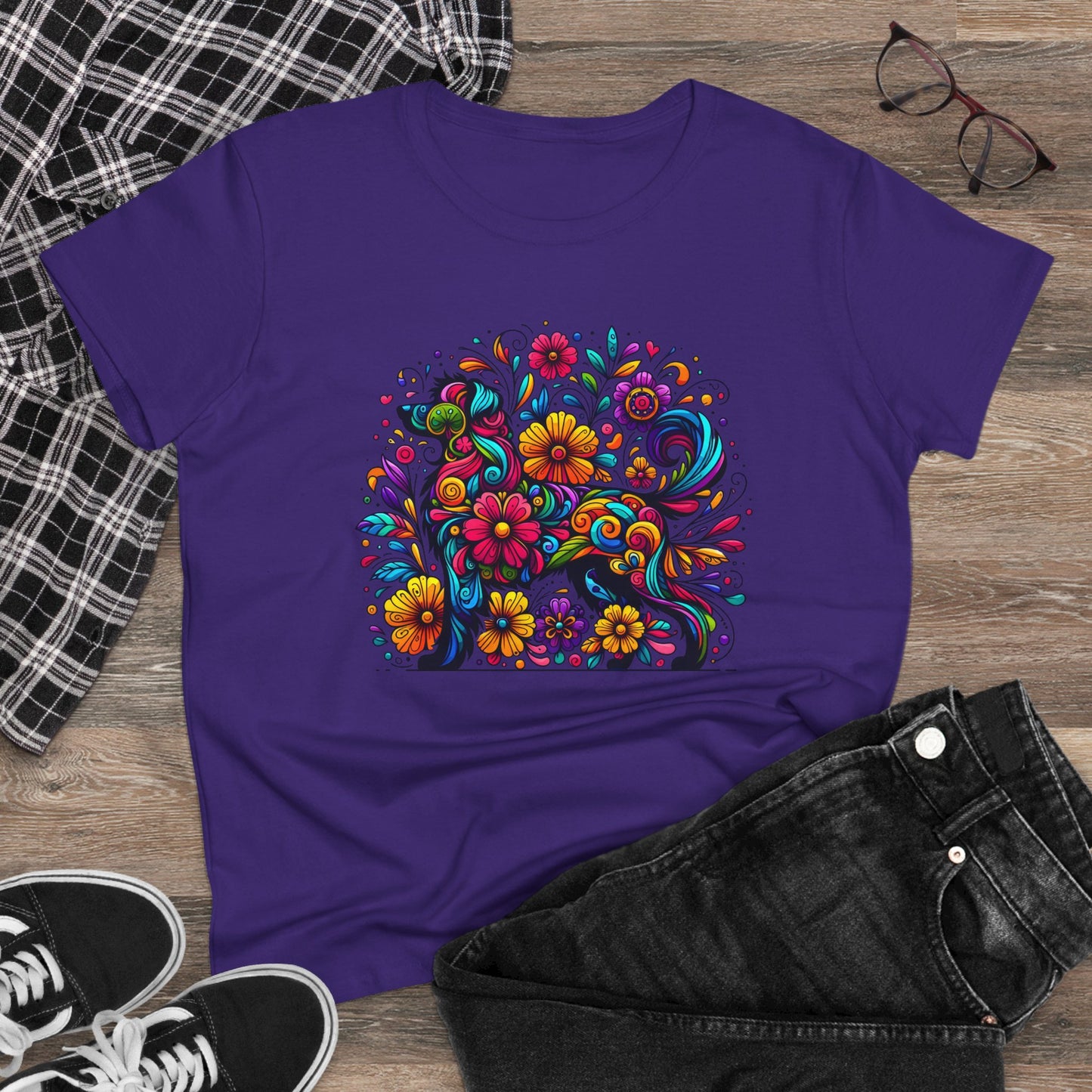 Women's Tee - Floral Dog Design