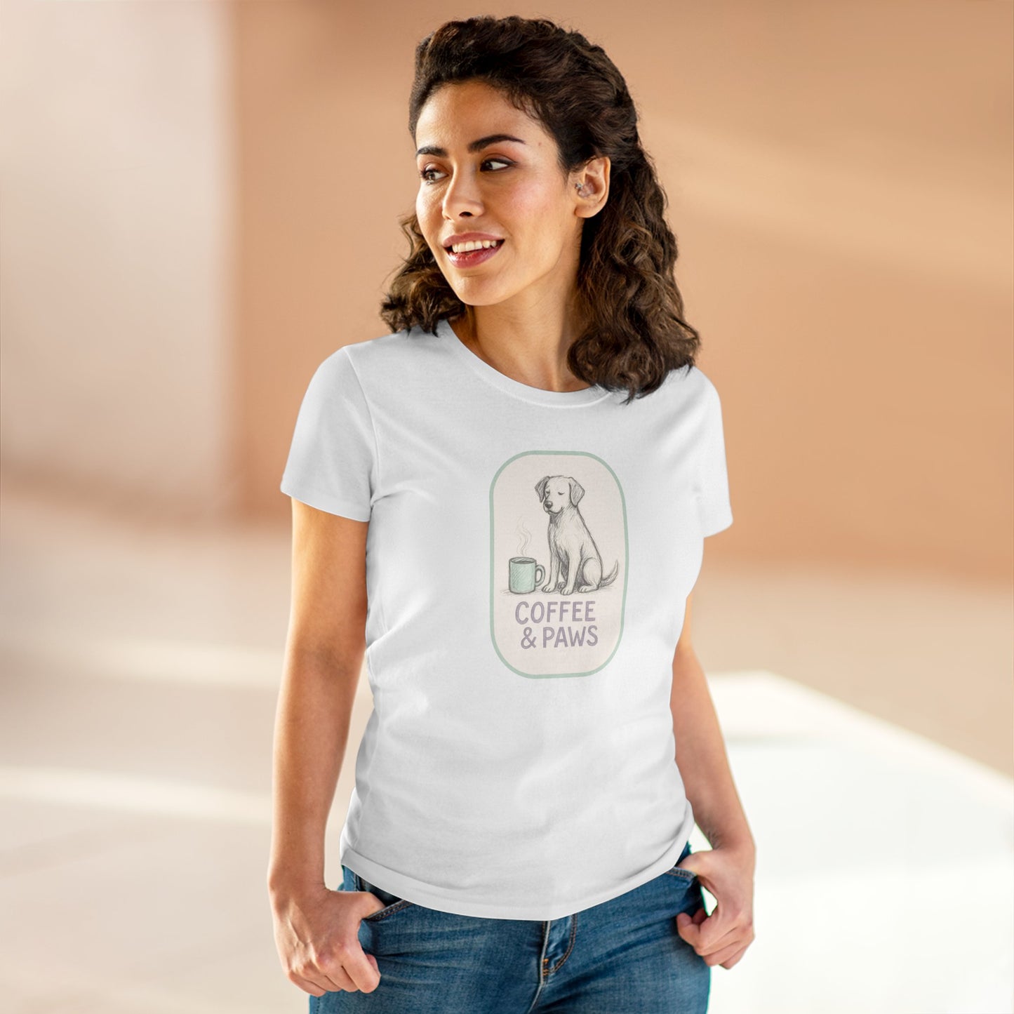 Copy of Coffee & Paws Women's Tee - Cozy Cotton Shirt for Pet Lovers, Casual Wear, Gift for Dog Owners, Dog Mom Merchandise, Animal Lover Tee