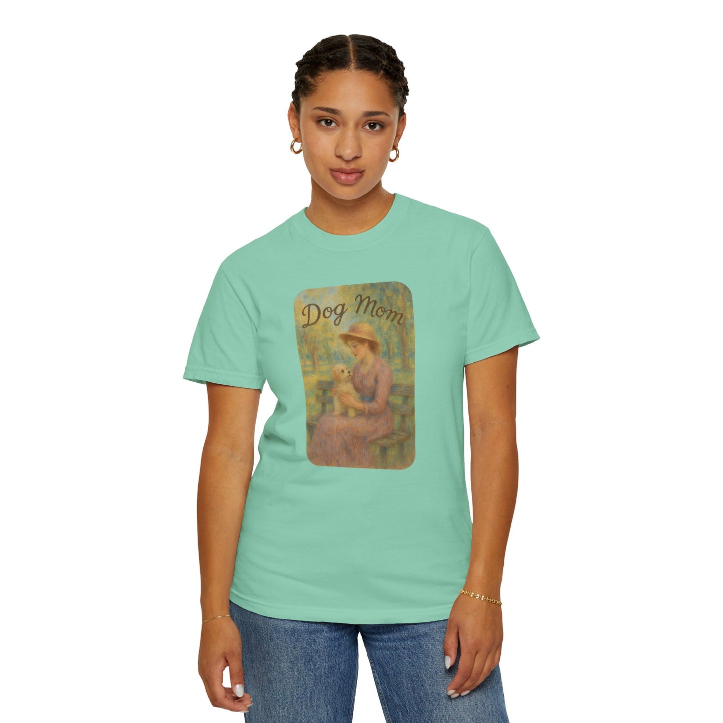 Dog Mom Garment-Dyed T-Shirt - Perfect Gift for Pet Lovers, Casual Wear, Dog Owners, Mother's Day, Dog-Themed Apparel