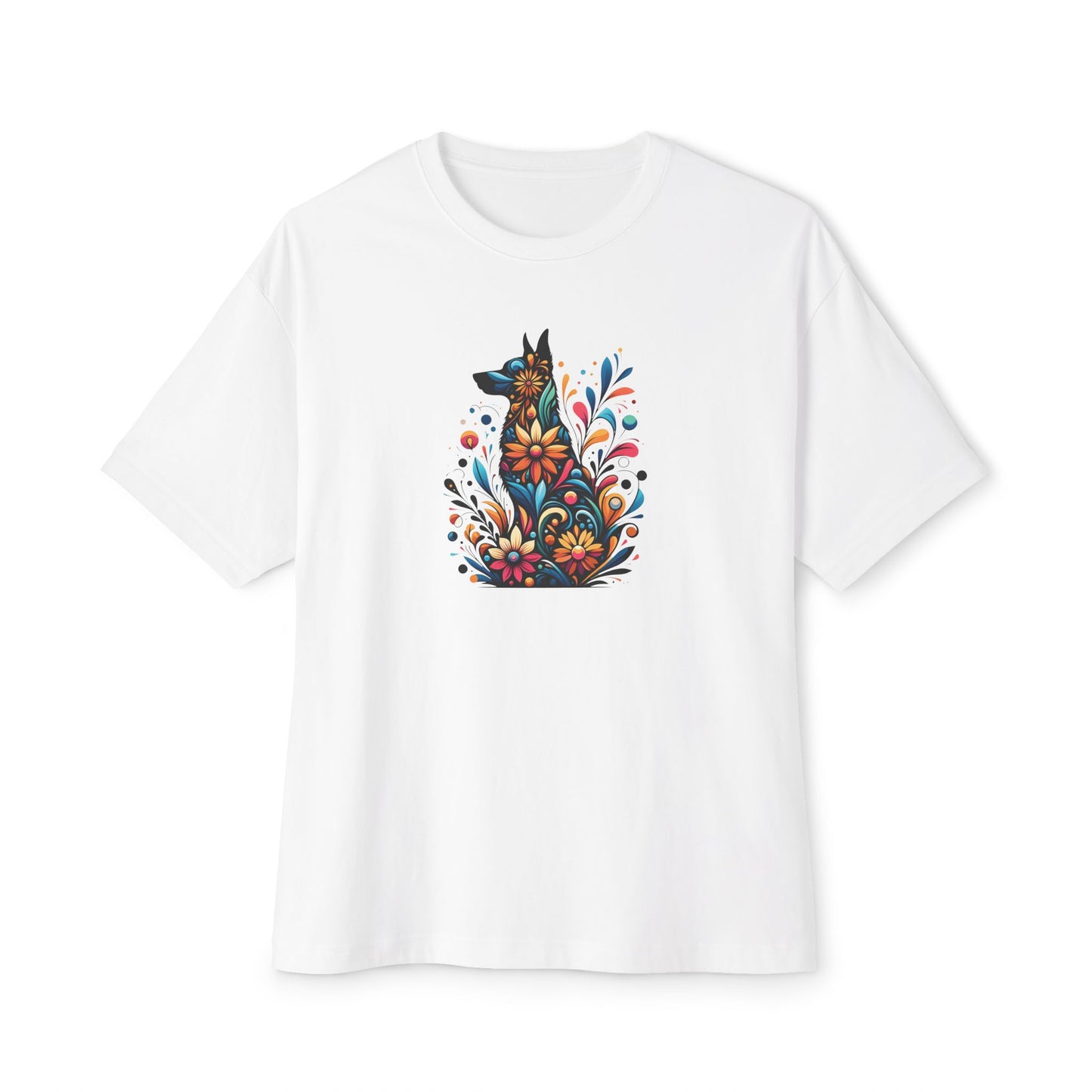 Floral German Shepard Oversized Tee – Unisex Graphic T-Shirt for Pet Lovers