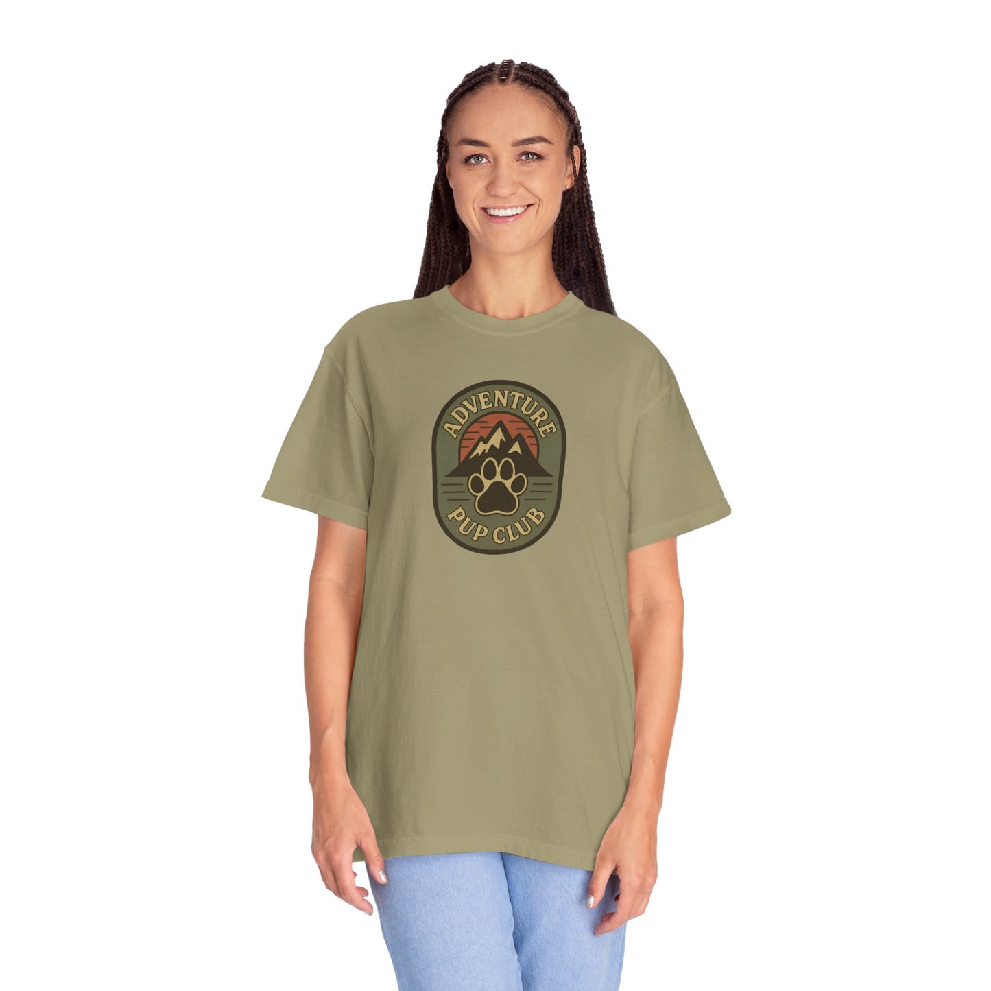 Adventure Pup Club Unisex Garment-Dyed T-Shirt, Dog Lover Gift, Outdoor Adventure Apparel, Pet Club Tee, Nature Lover Shirt