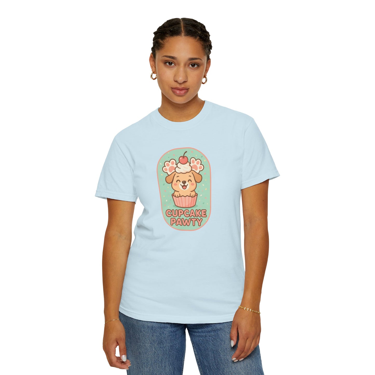 Cute Dog Cupcake Pawty Unisex T-shirt, Perfect for Animal Lovers, Pet Birthdays, Gifts, Casual Wear, Fun Gatherings, Dog Celebrations