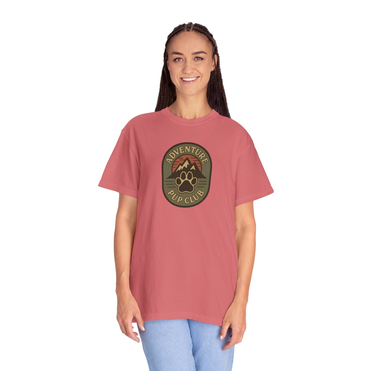 Adventure Pup Club Unisex Garment-Dyed T-Shirt, Dog Lover Gift, Outdoor Adventure Apparel, Pet Club Tee, Nature Lover Shirt