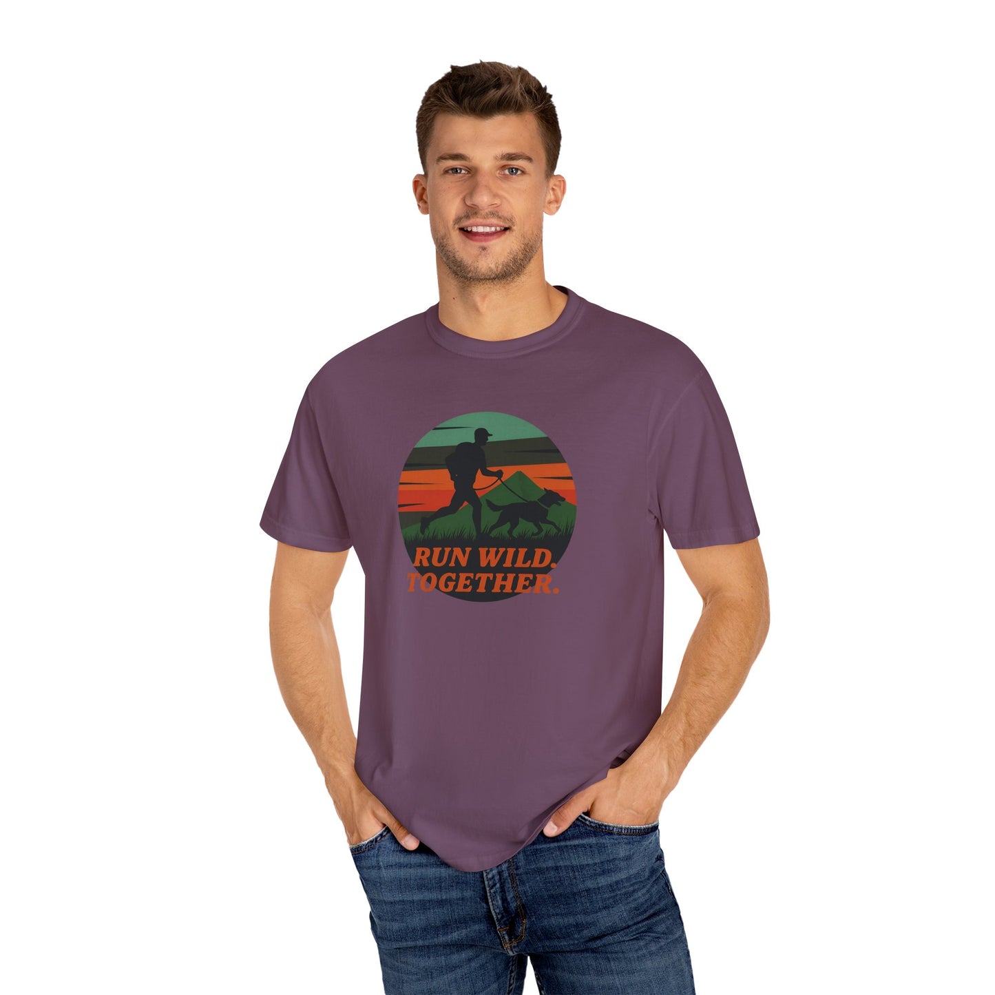 Canicross - Unisex Garment-Dyed T-Shirt - Run Wild Together Adventure Tee