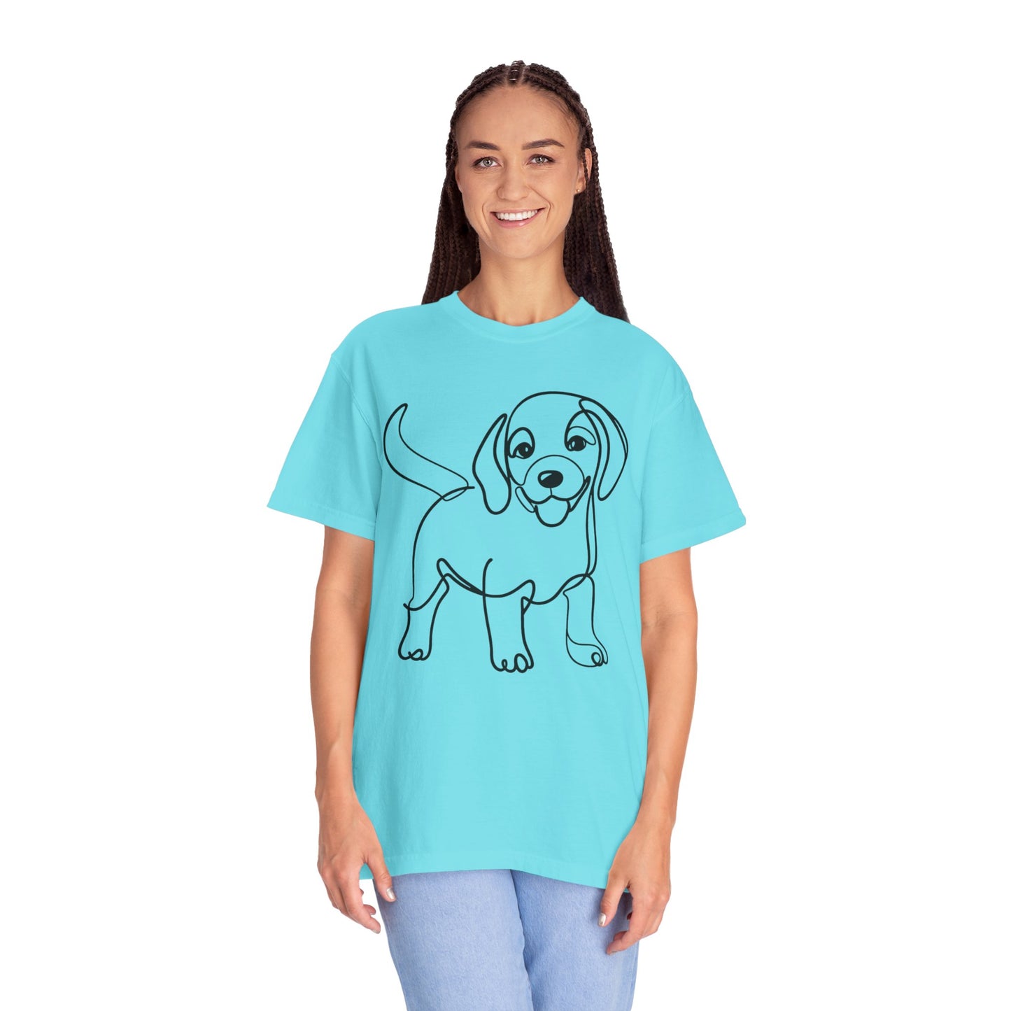 I๐ถ Nose First โ Minimalist Beagle Line Art Tee - Perfect for Dog Lovers