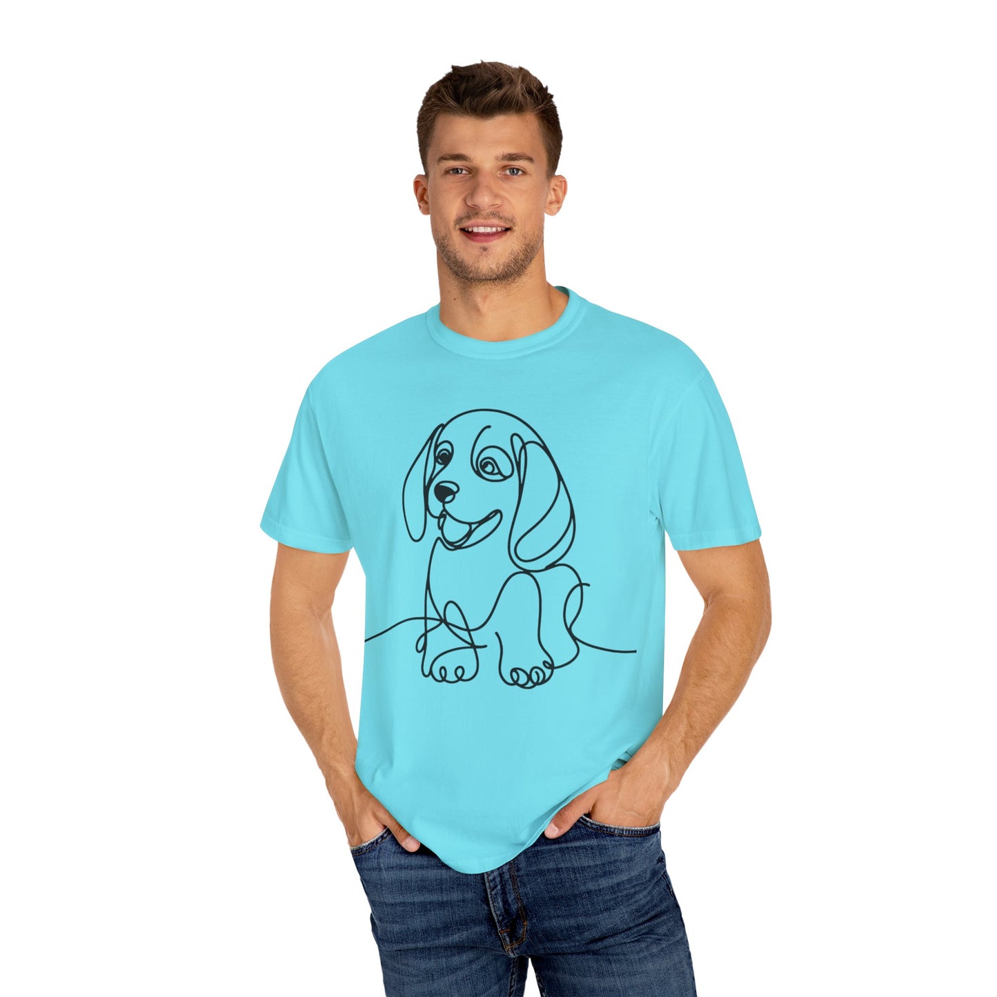 I๐ถ Nose First โ Minimalist Beagle Line Art Tee - Cute Dog Line Art Unisex T-Shirt