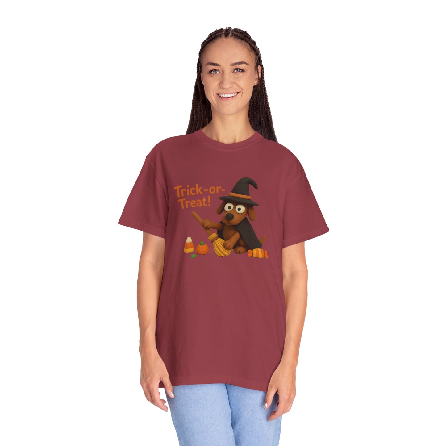 Cute Halloween Dog T-Shirt, Trick-or-Treat Shirt, Fall Apparel, Pet Lover Gift, Unisex Halloween Clothing, Animal Lover Tee