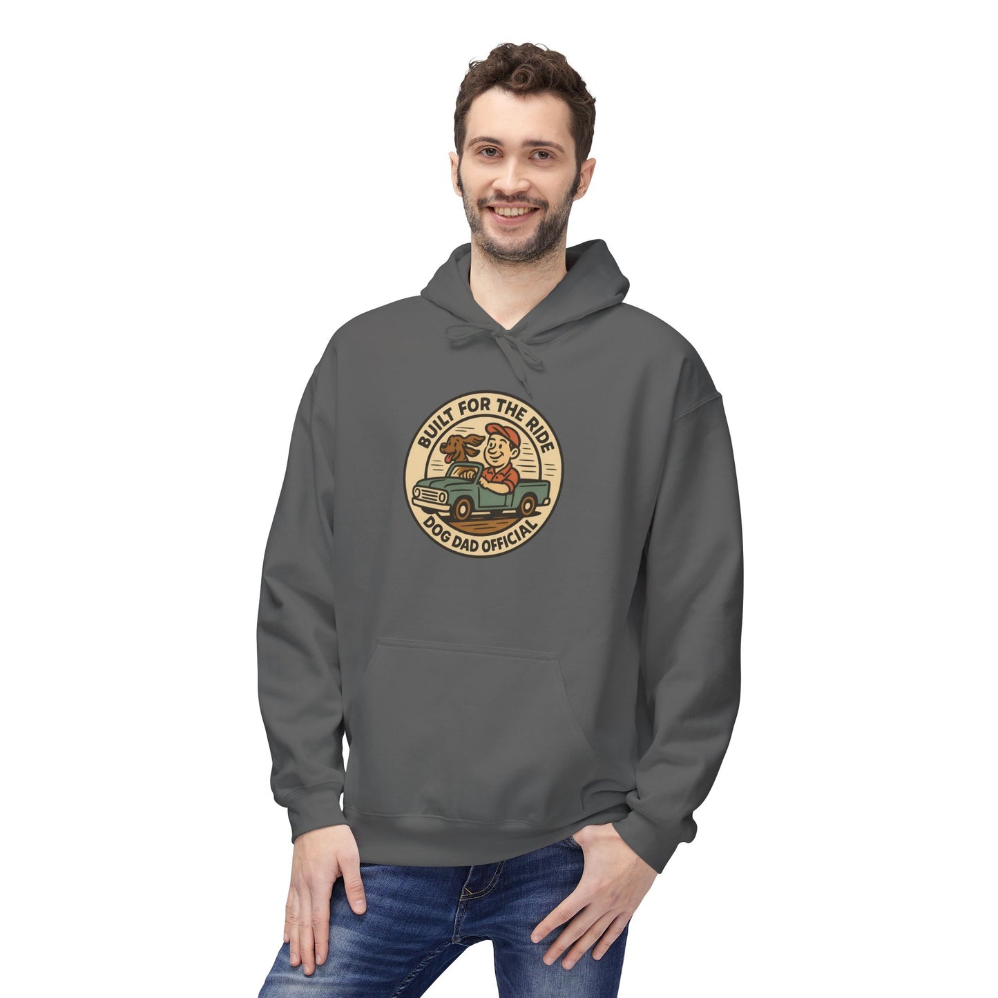 Dog Dad Fleece Hoodie, Unisex Softstyle Hooded Sweatshirt, Perfect Gift for Dog Lovers, Comfortable and Stylish