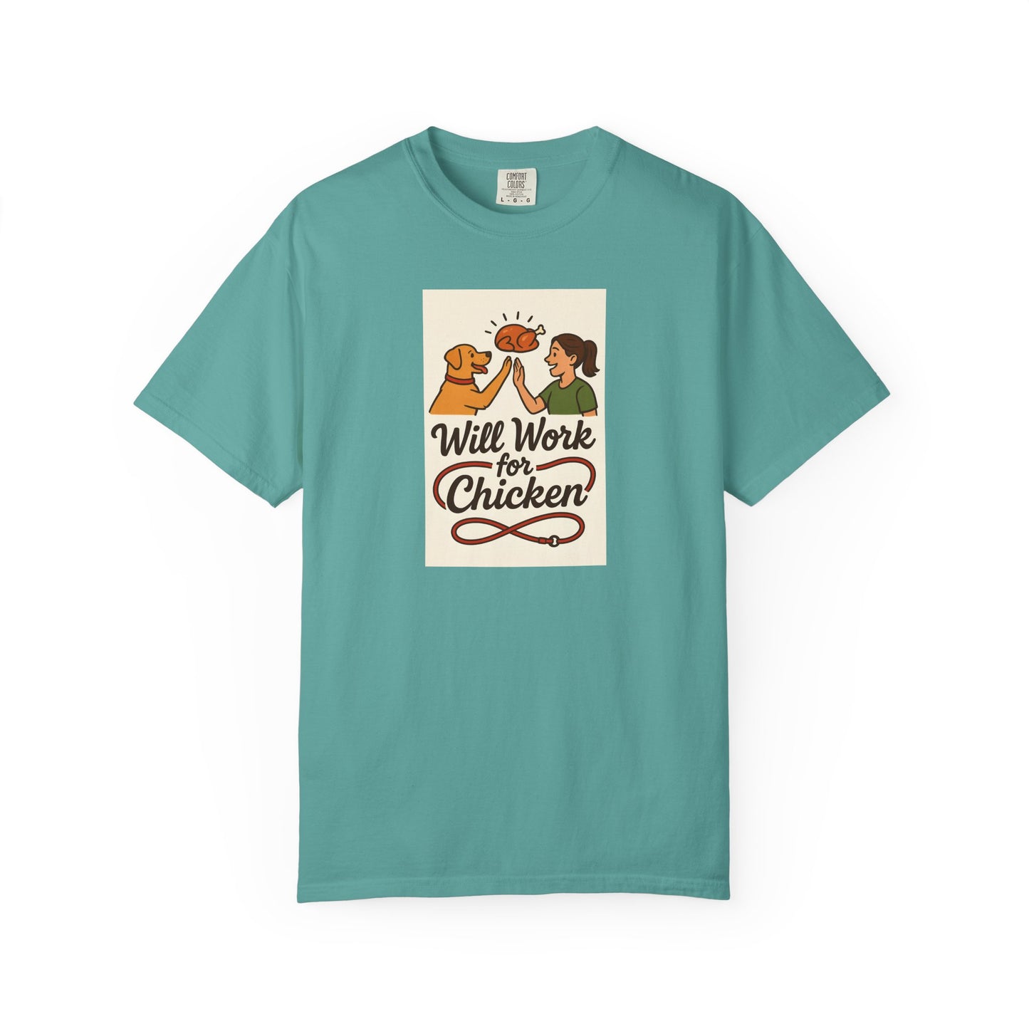 Will Work for Chicken Unisex T-Shirt | Pet Lover Gift, Funny Dog Tee, Casual Wear, Unique Animal Lover Apparel, Gift for Dog Parents