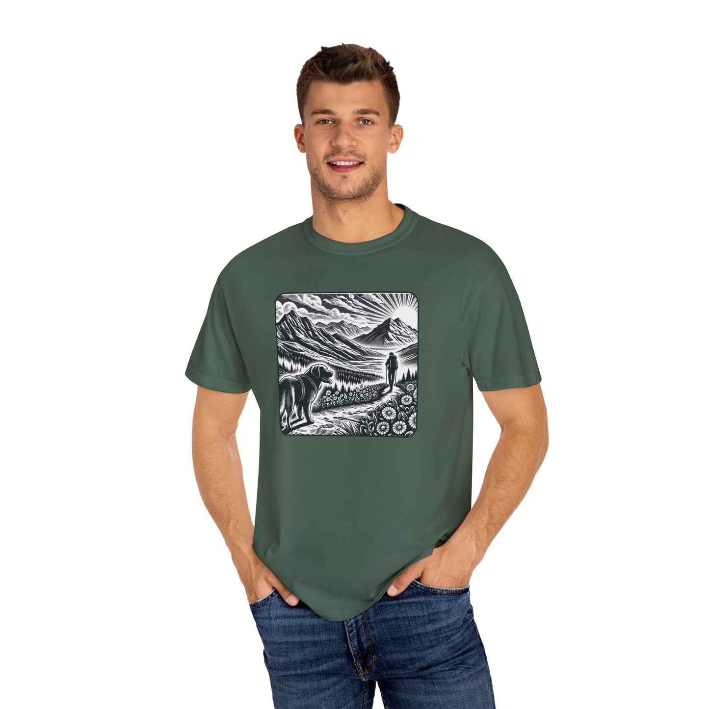 Hiker Unisex Garment-Dyed T-Shirt with Nature Design - Perfect for Outdoor Lovers