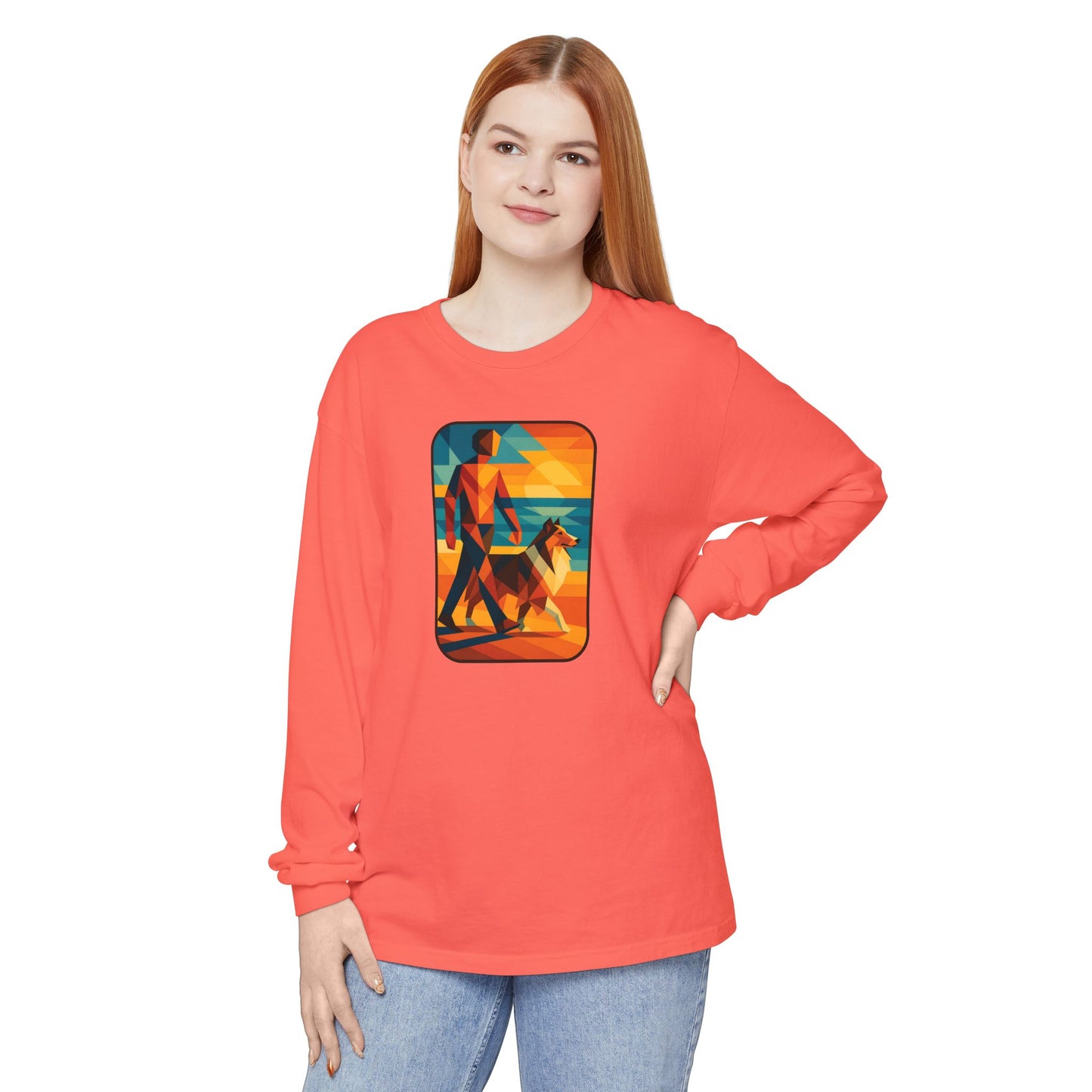 Vibrant Dog Walking Design, Unisex Shirt, Gift for Pet Lovers, Beach Vibe T-Shirt, Cozy Everyday Wear