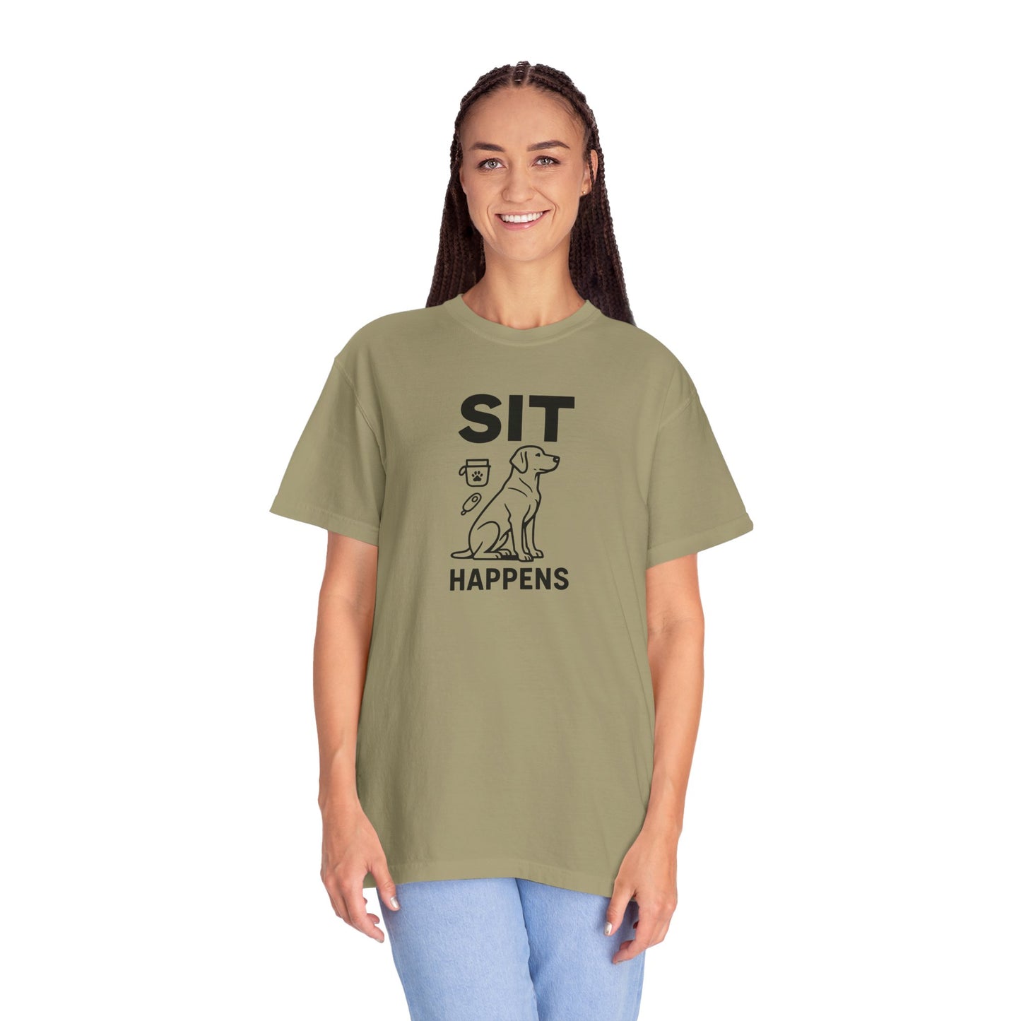 Dog Lovers Unisex T-Shirt - 'Sit Happens' Graphic Tee, Gift for Dog Owners, Pet Lovers, Casual Wear, Funny Dog Shirt