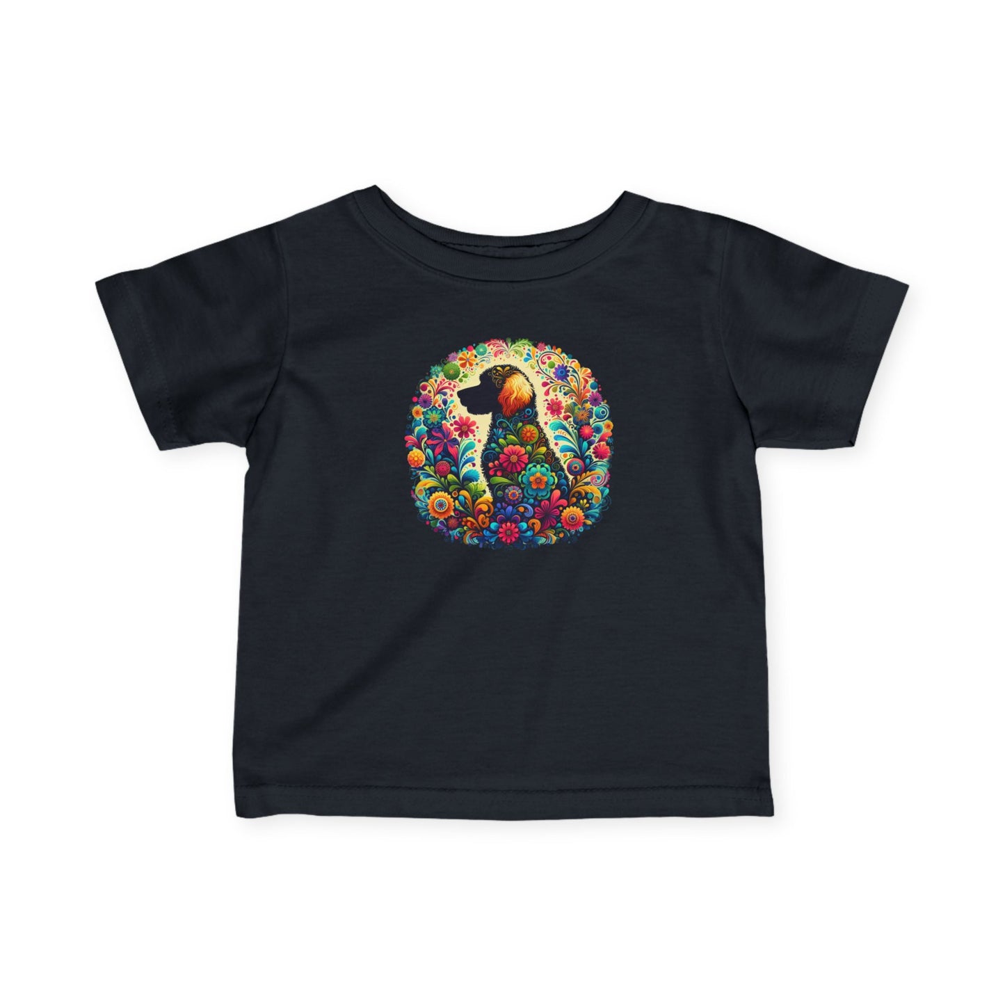 Floral Dog Infant Tee | Cute Baby T-Shirt with Colorful Design