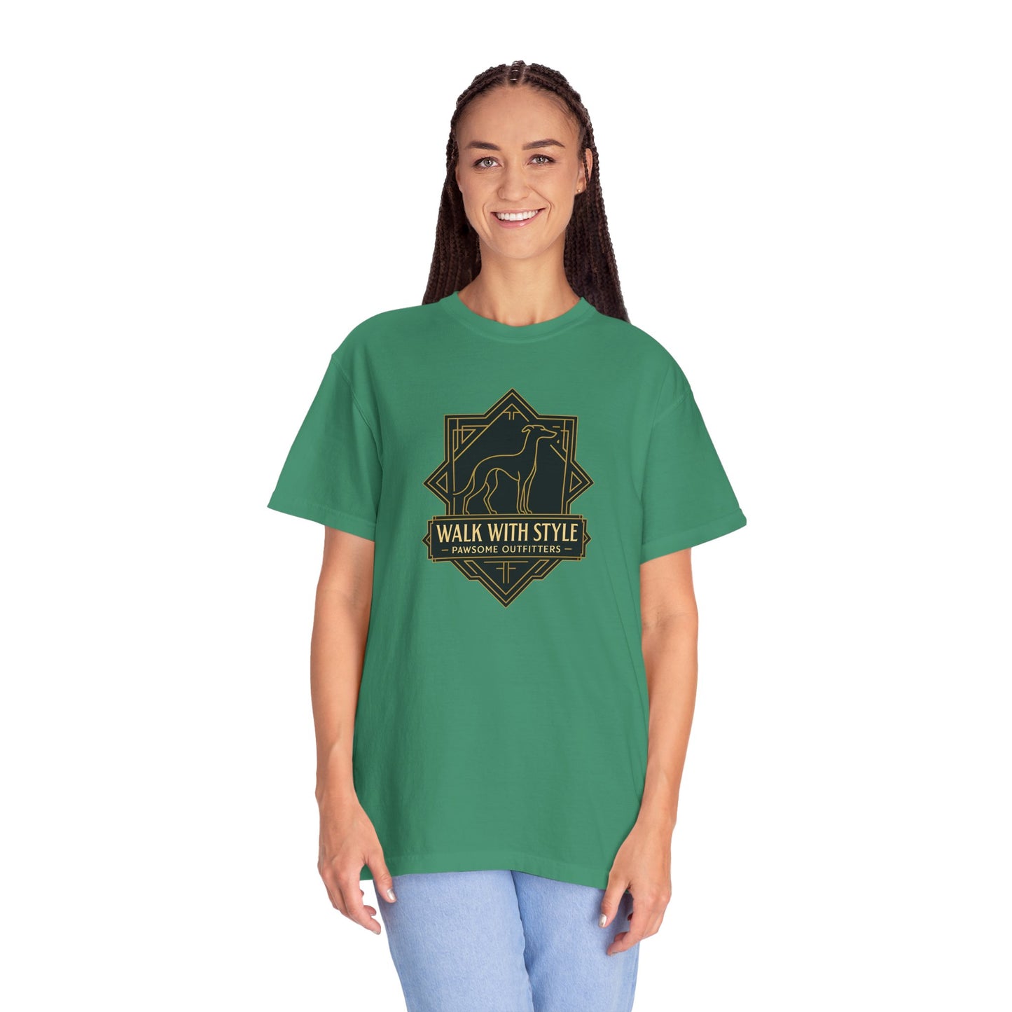 Stylish Unisex Tee - Walk with Style Graphic Shirt, Casual Wear, Gift for Dog Lovers, Relaxed Fit, Everyday Comfort
