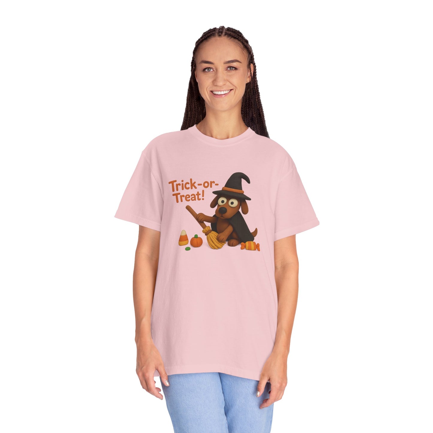 Cute Halloween Dog T-Shirt, Trick-or-Treat Shirt, Fall Apparel, Pet Lover Gift, Unisex Halloween Clothing, Animal Lover Tee