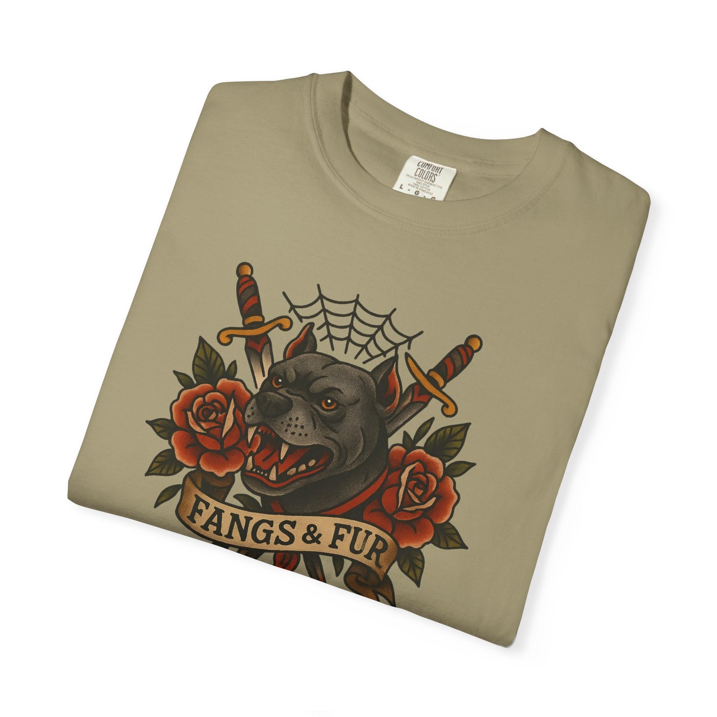 Fangs & Fur Unisex T-Shirt, Gothic Tee, Halloween Apparel, Alternative Fashion, Cat & Rose Design, Graphic T-Shirt