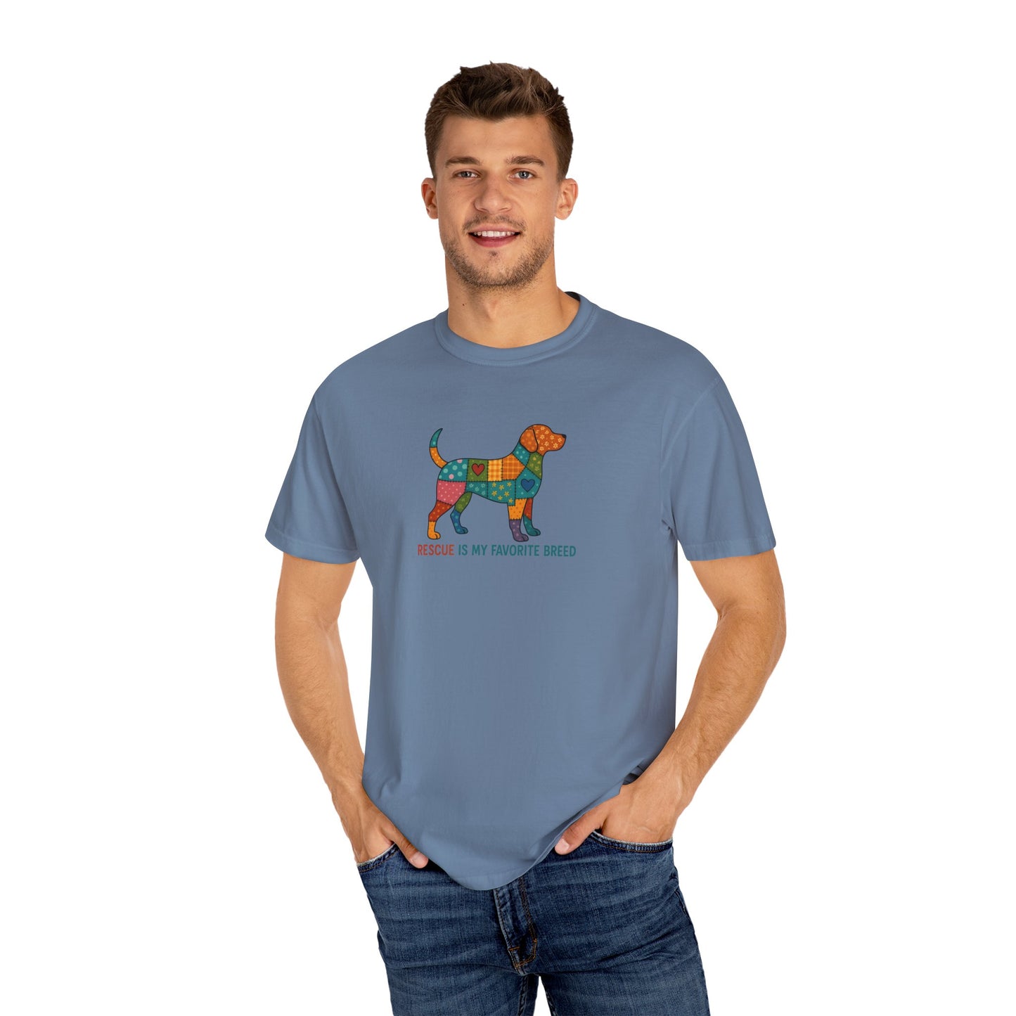 Colorful Dog Rescue T-Shirt, Gift for Dog Lovers, Adoption Awareness Tee, Casual Wear for Animal Lovers, Eco-Friendly Fashion