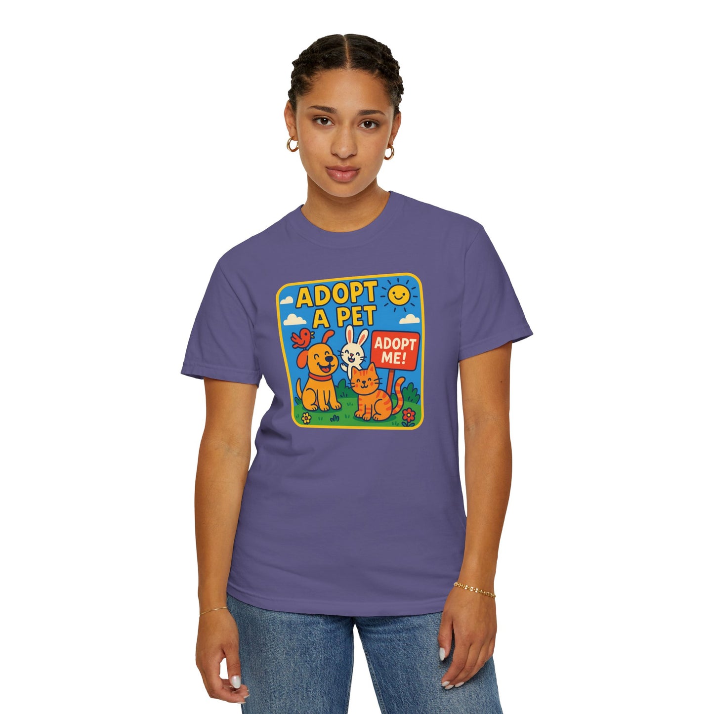 Adopt a Pet T-Shirt - Unisex Garment-Dyed Tee for Animal Lovers