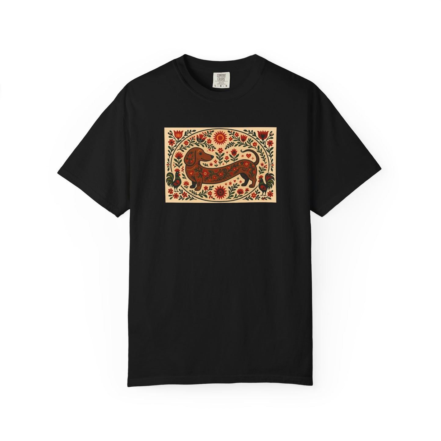 Artistic Garment-Dyed Unisex T-Shirt - Handcrafted Floral Design