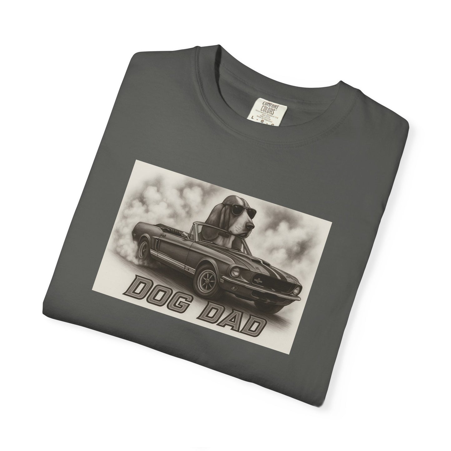 Dog Dad - Basset Hound - Cool Dogs in Cool Cars T-Shirt Collection | Funny Dog Lover Apparel for Men